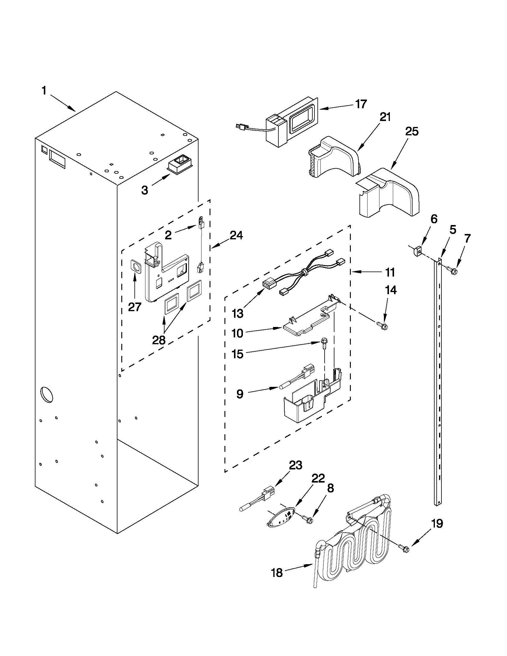 KitchenAid KSSS48QTW04 refrigerator liner parts diagram