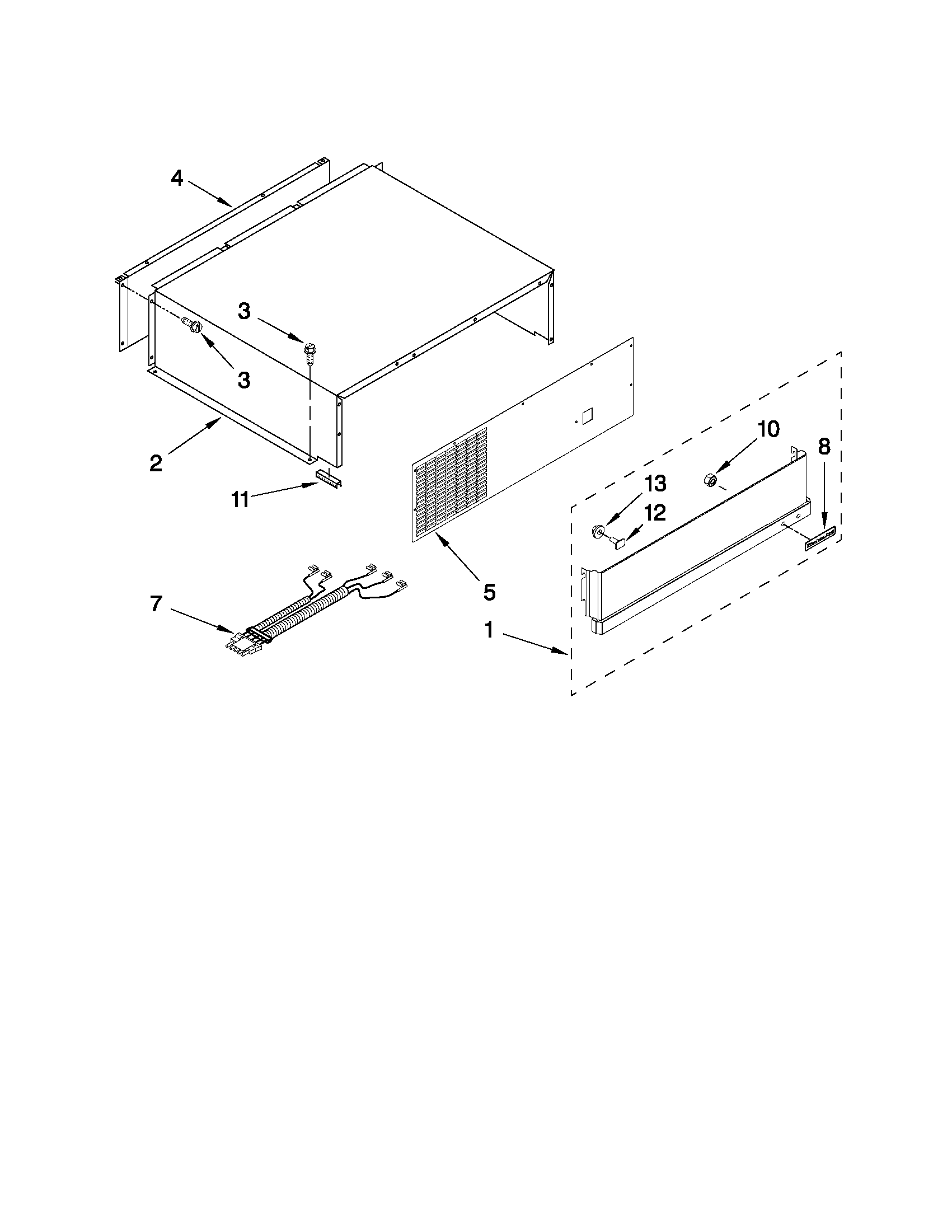 KitchenAid KSSS48QTW04 top grille and unit cover parts diagram