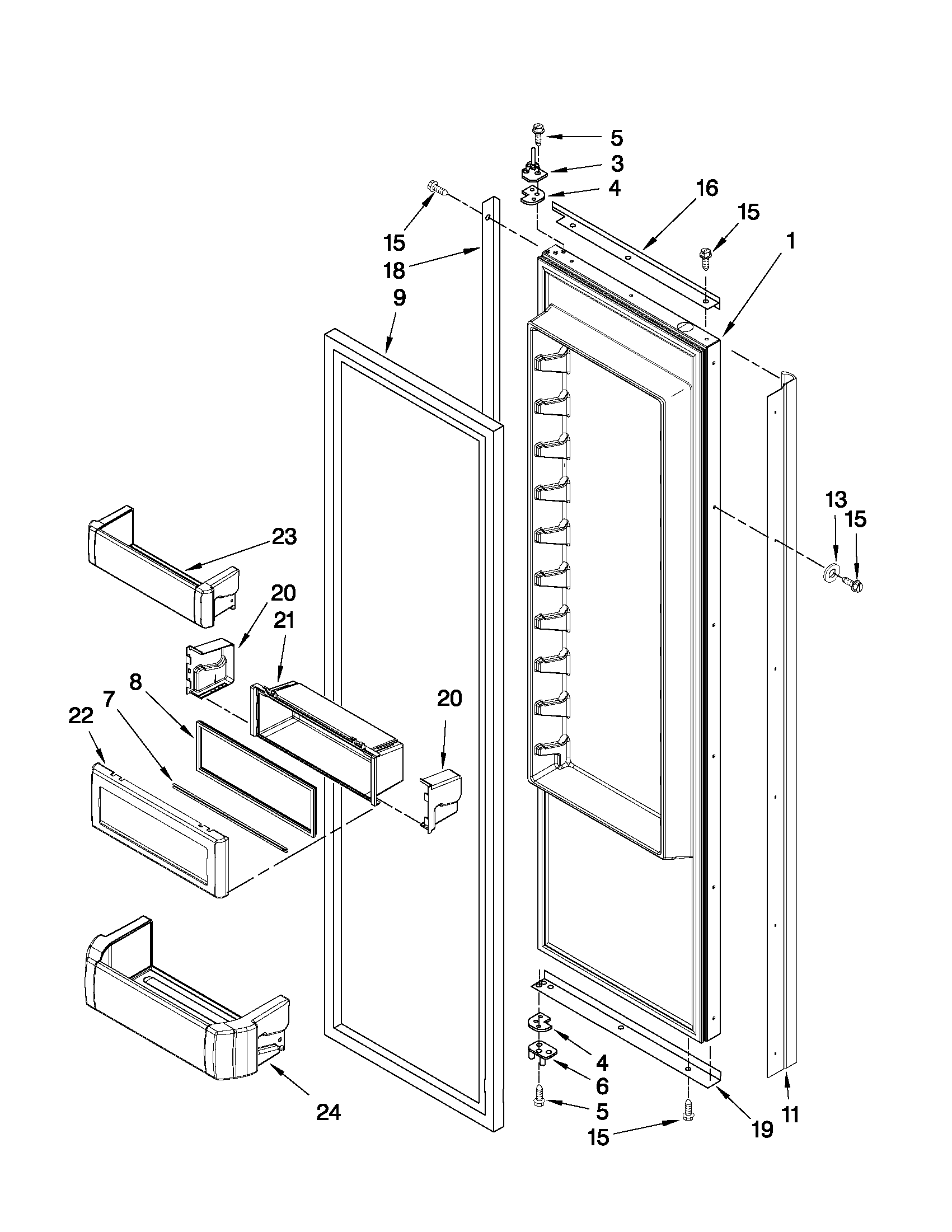 KitchenAid KSSS48QTW04 refrigerator door parts diagram