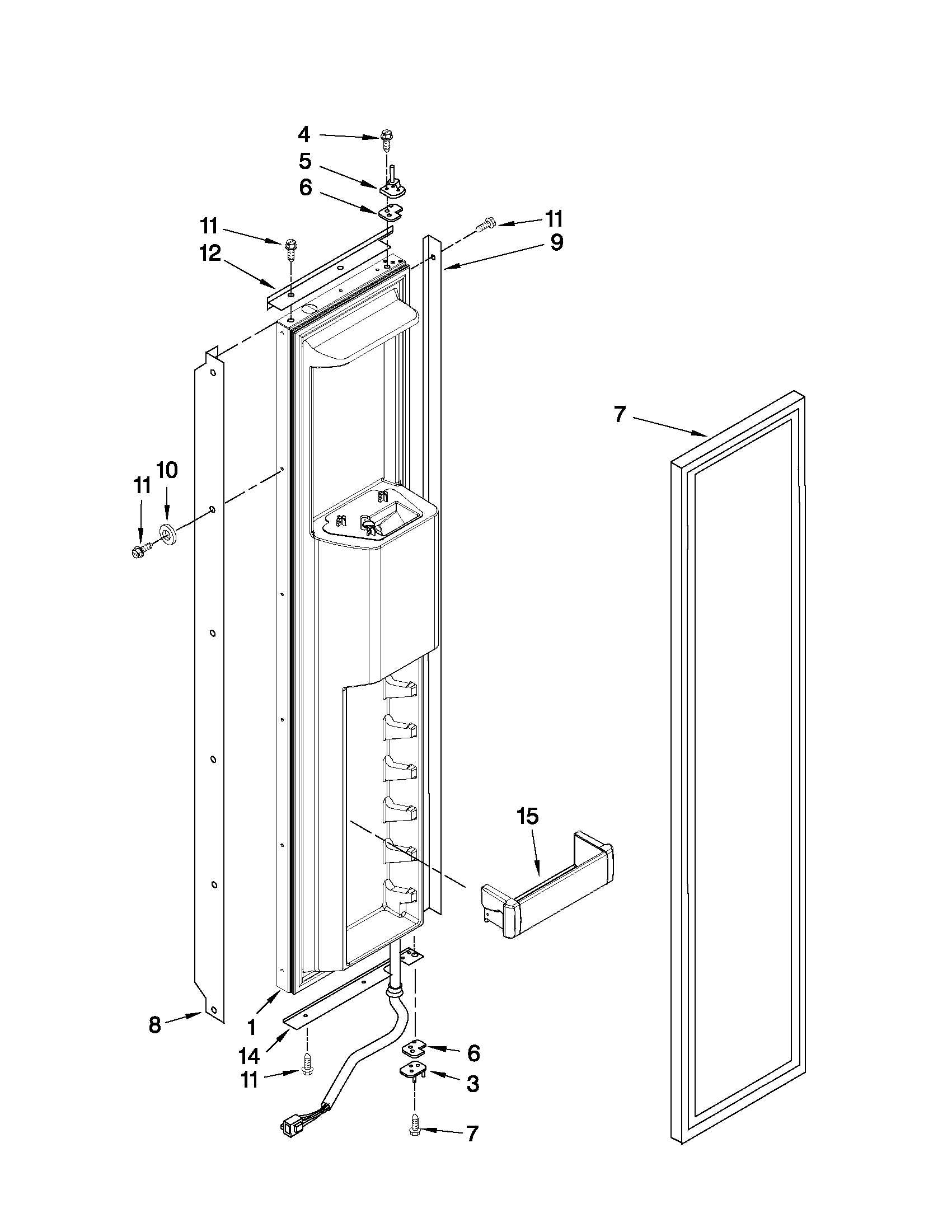 KitchenAid KSSS48QTW04 freezer door parts diagram
