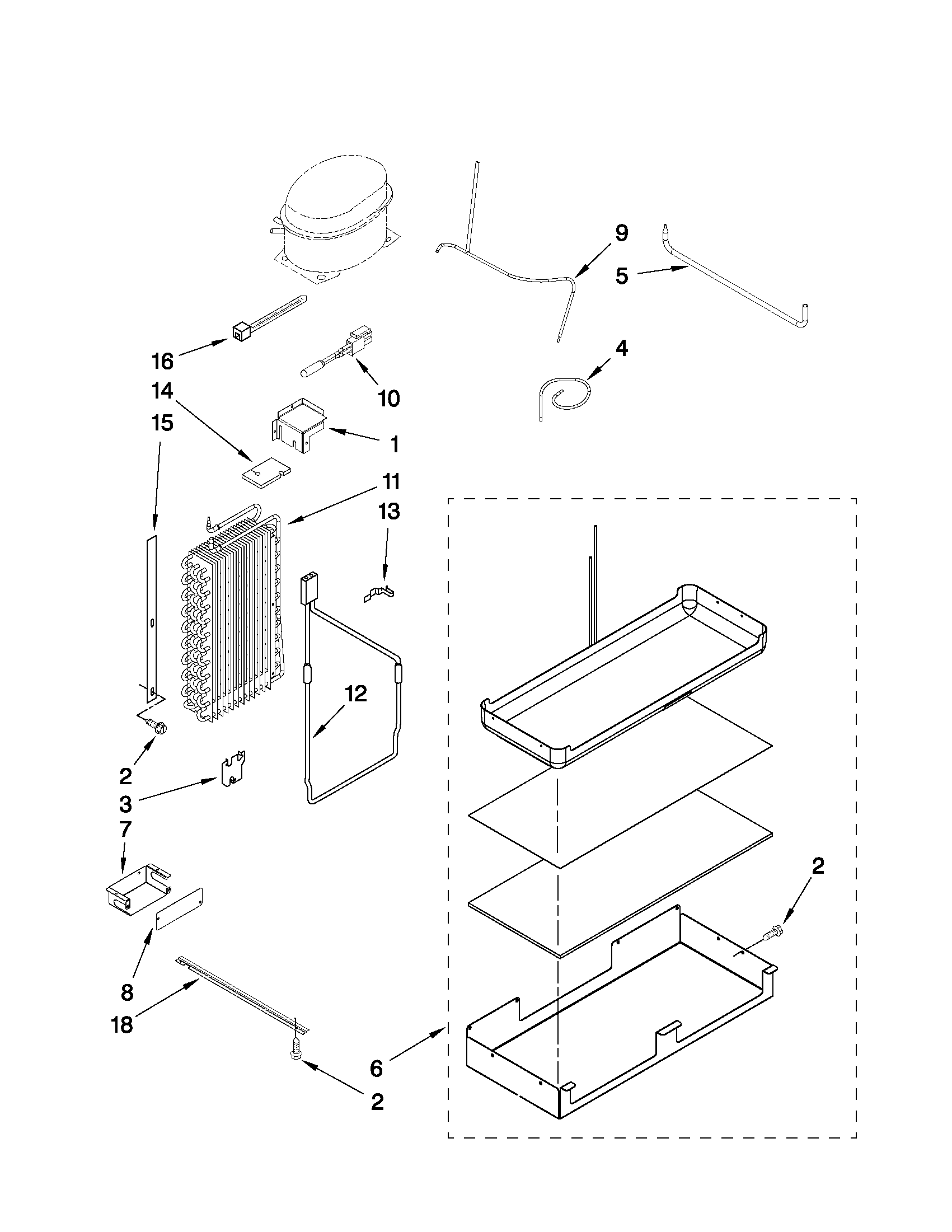 KitchenAid KSSS48QTW04 lower unit and tube parts diagram