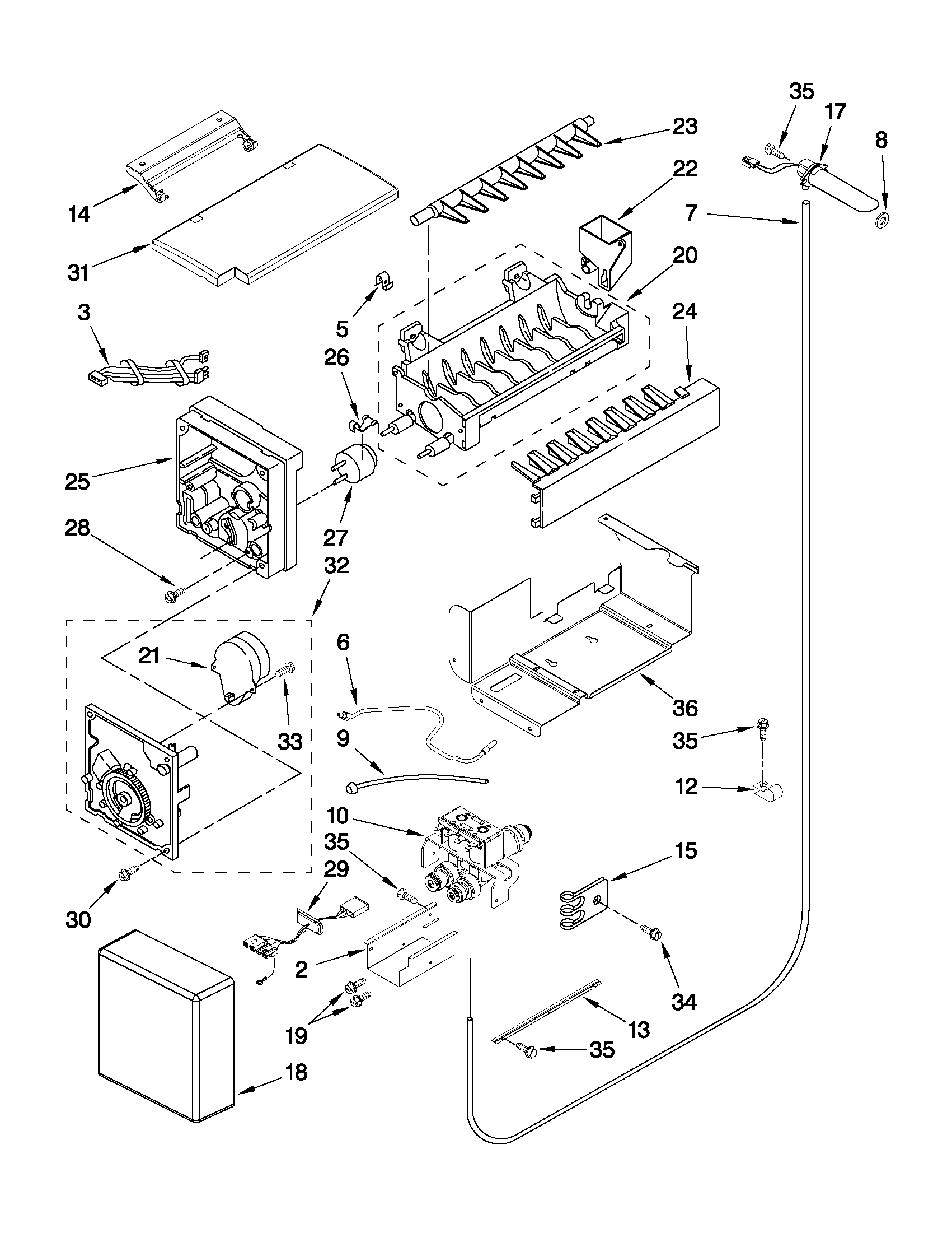 KitchenAid KSSS48QTW04 icemaker parts diagram