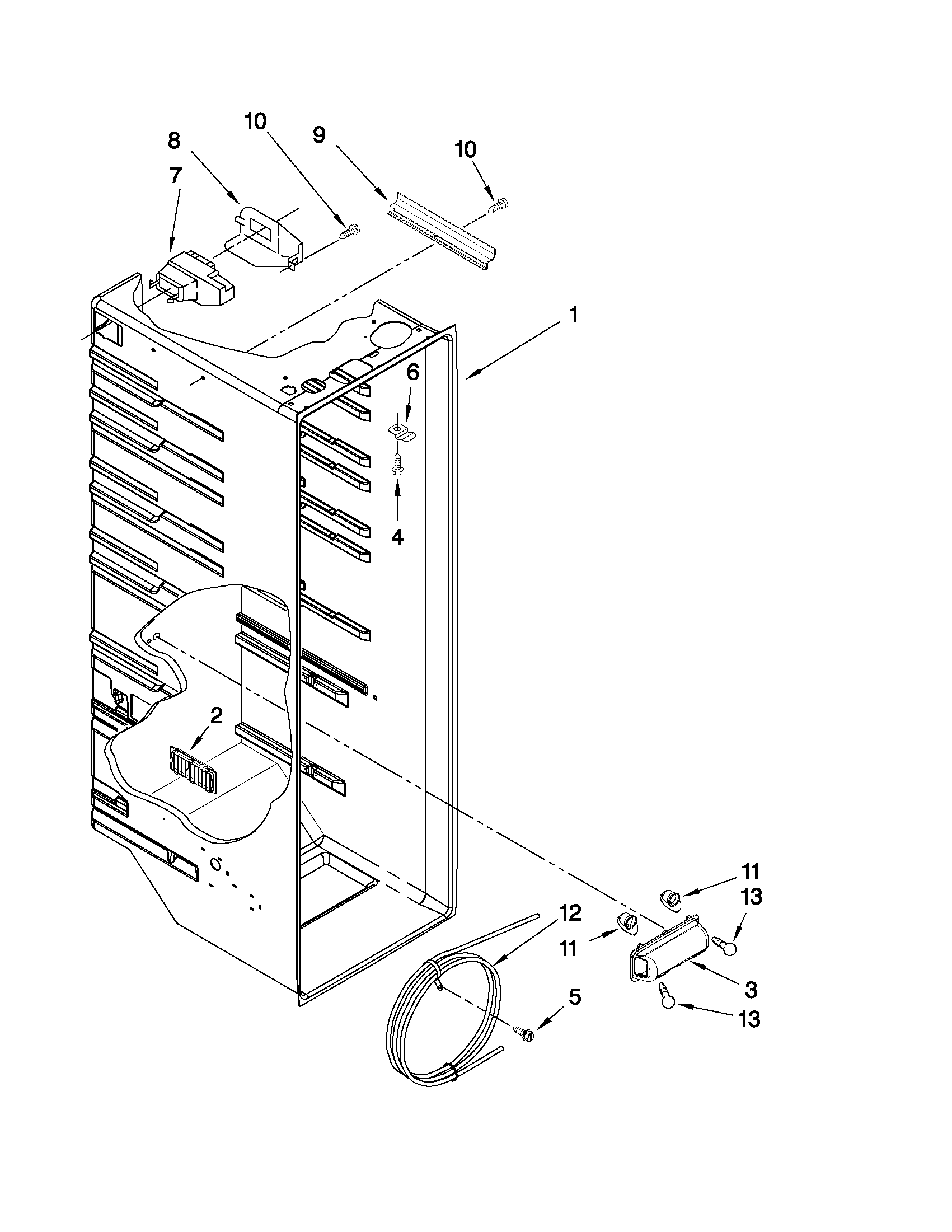 Whirlpool ED5FVGXWS07 refrigerator liner parts diagram
