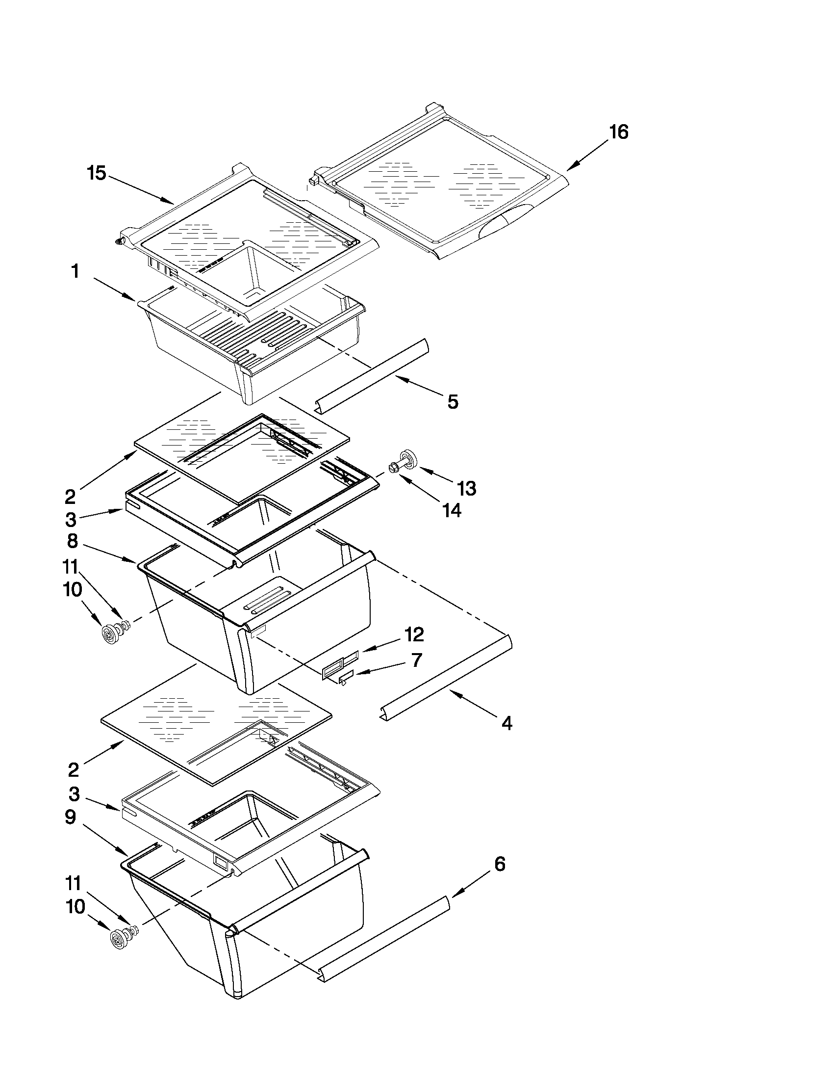 Whirlpool ED5FVGXWS07 refrigerator shelf parts diagram
