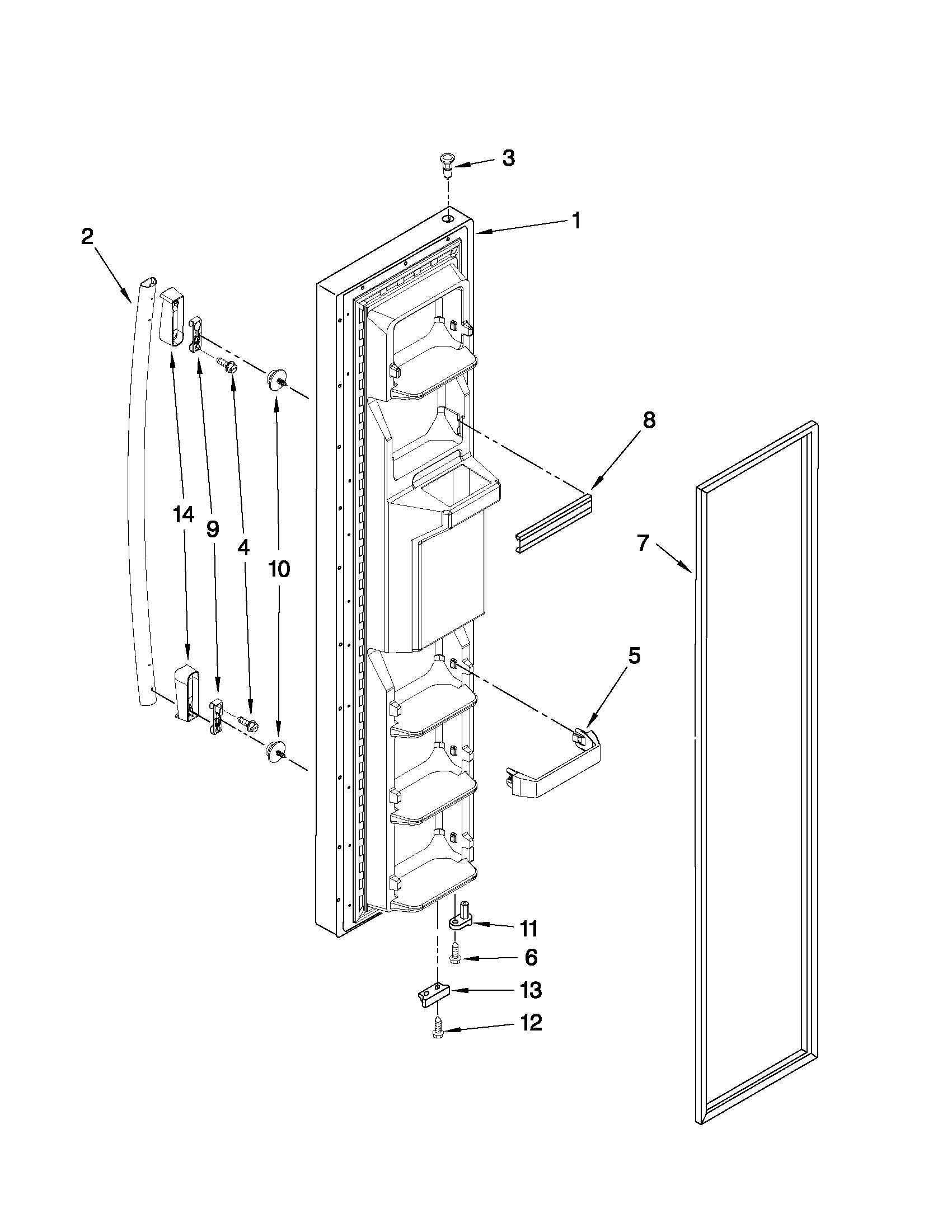 Whirlpool ED5FVGXWS07 freezer door parts diagram