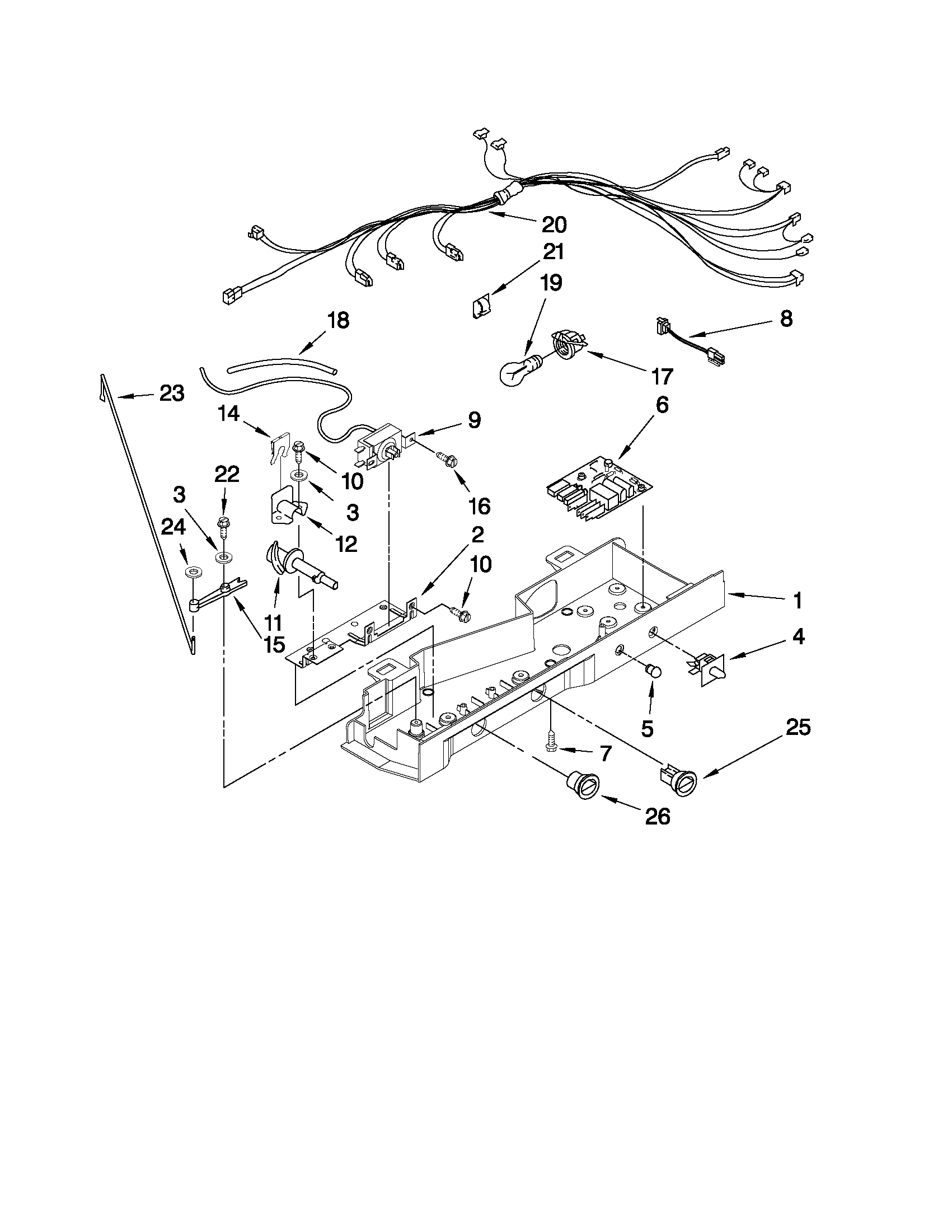 Whirlpool ED5FVGXWS07 control parts diagram