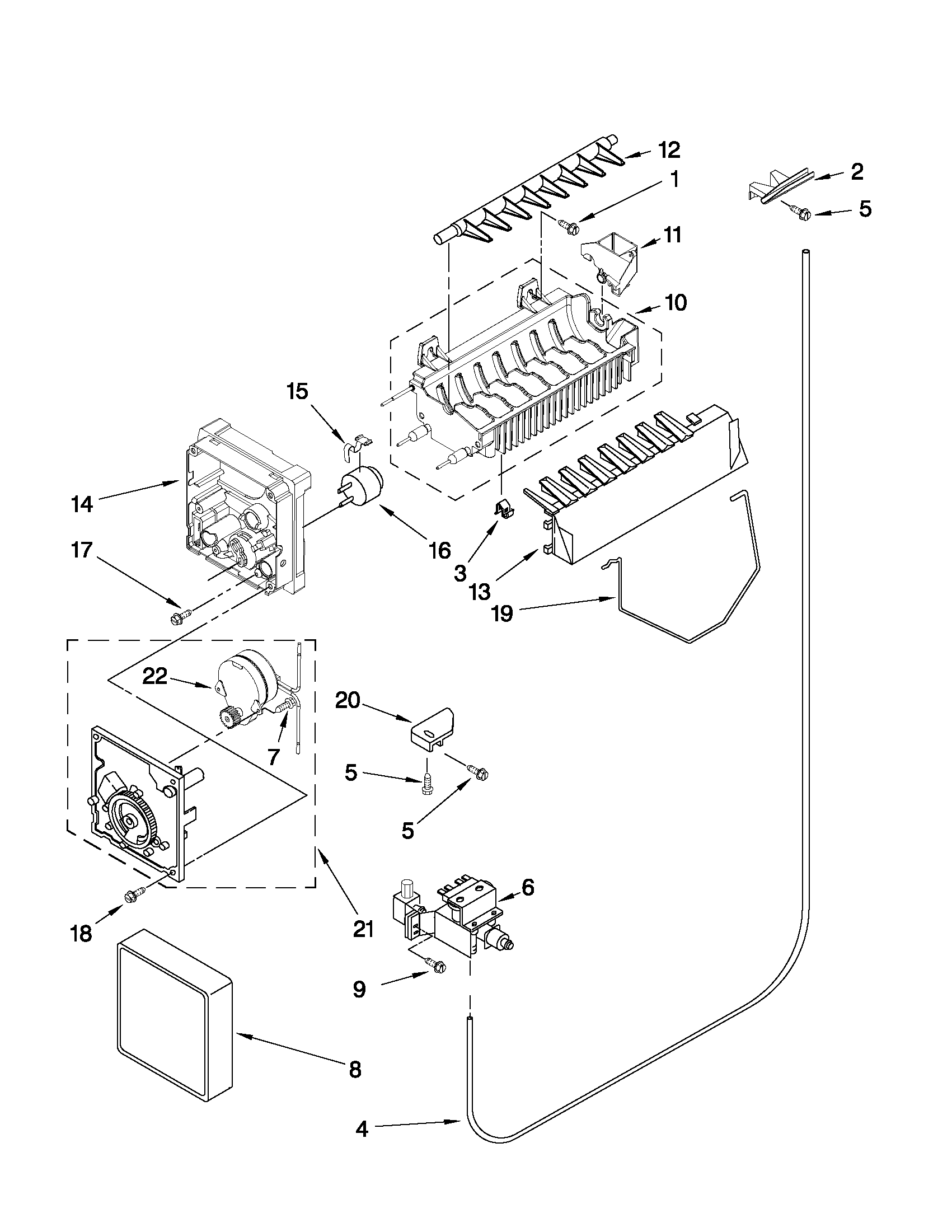 Whirlpool ED5FVGXWS07 icemaker parts diagram