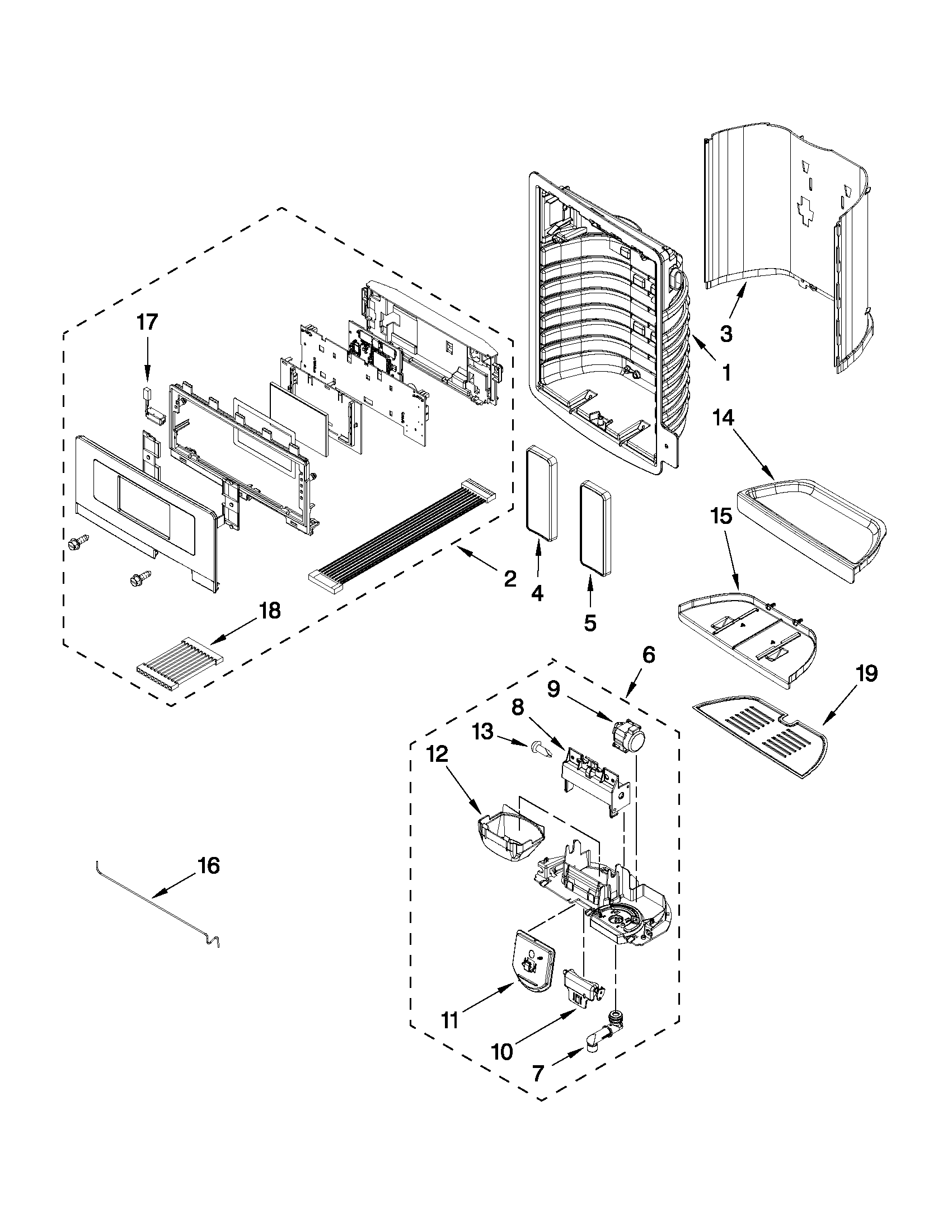 KitchenAid KFIL27CXMS5 dispenser front parts diagram