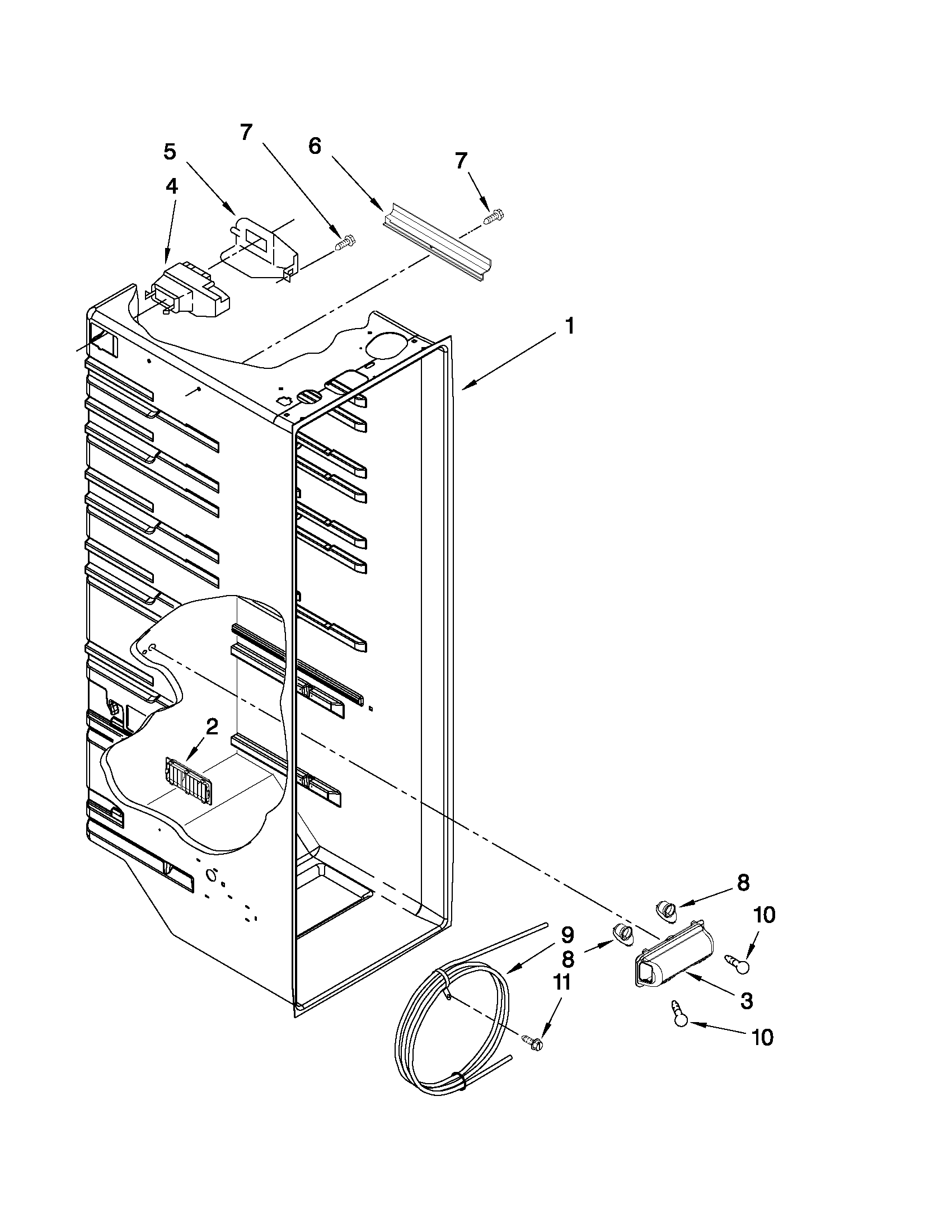 Whirlpool ED2SHEXXB00 refrigerator liner parts diagram