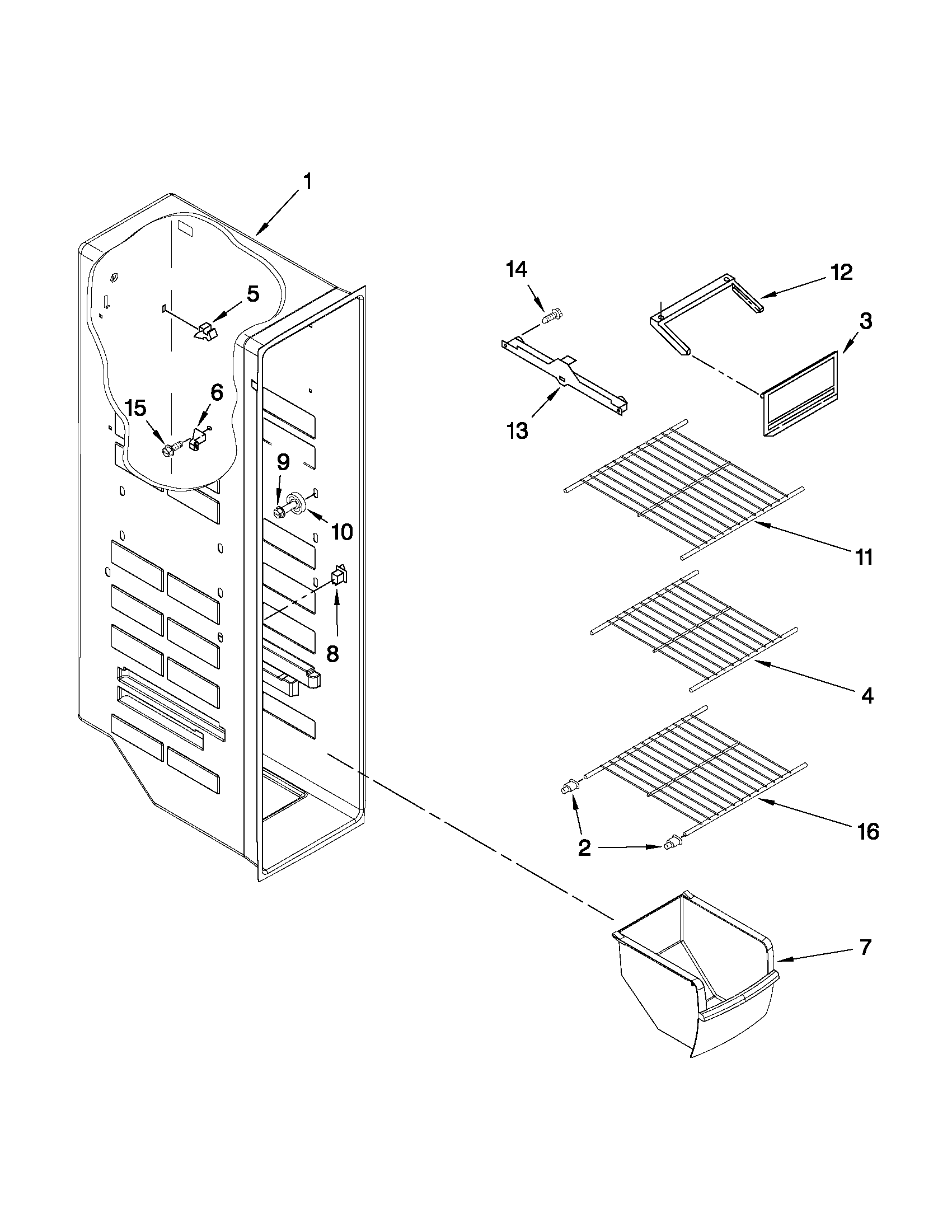 Whirlpool ED2SHEXXB00 freezer liner parts diagram
