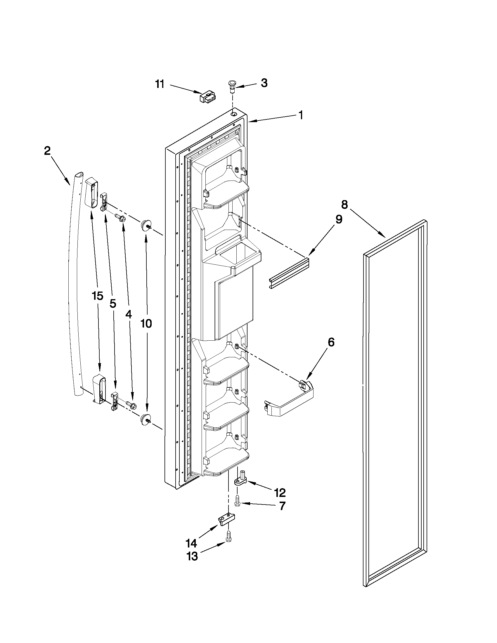 Whirlpool ED2SHEXXB00 freezer door parts diagram