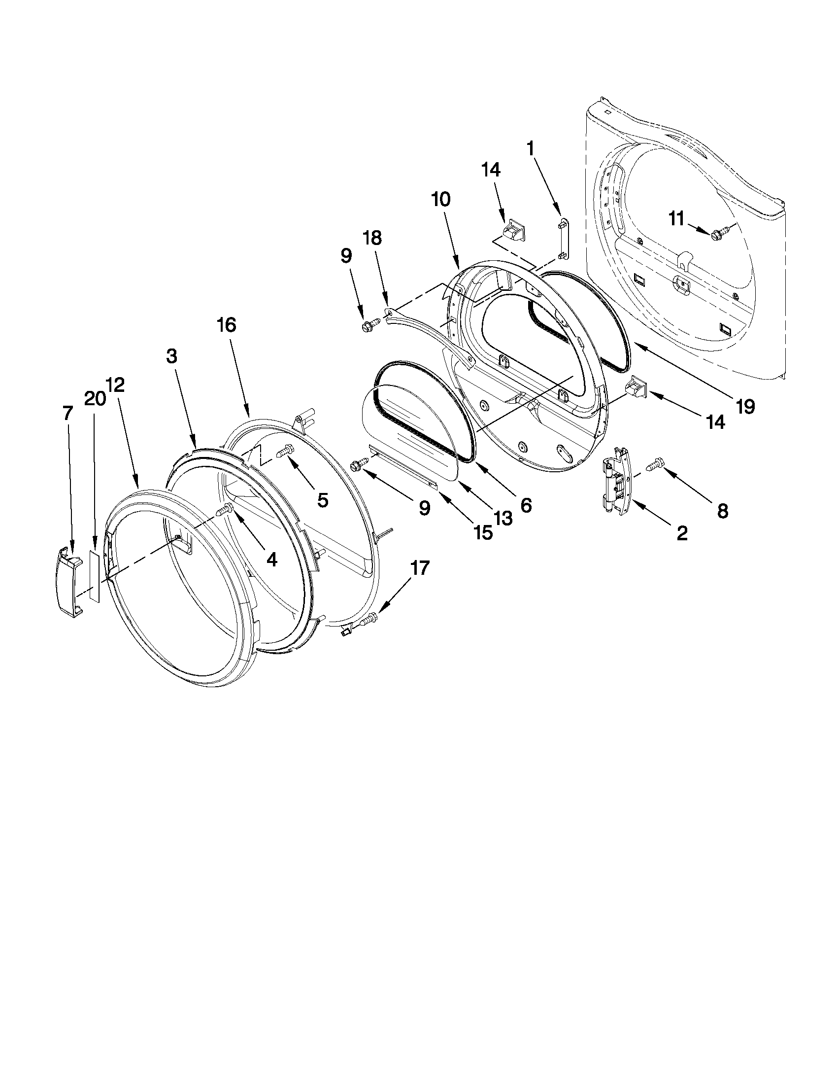 Maytag MDG22PDAGW0 door parts diagram