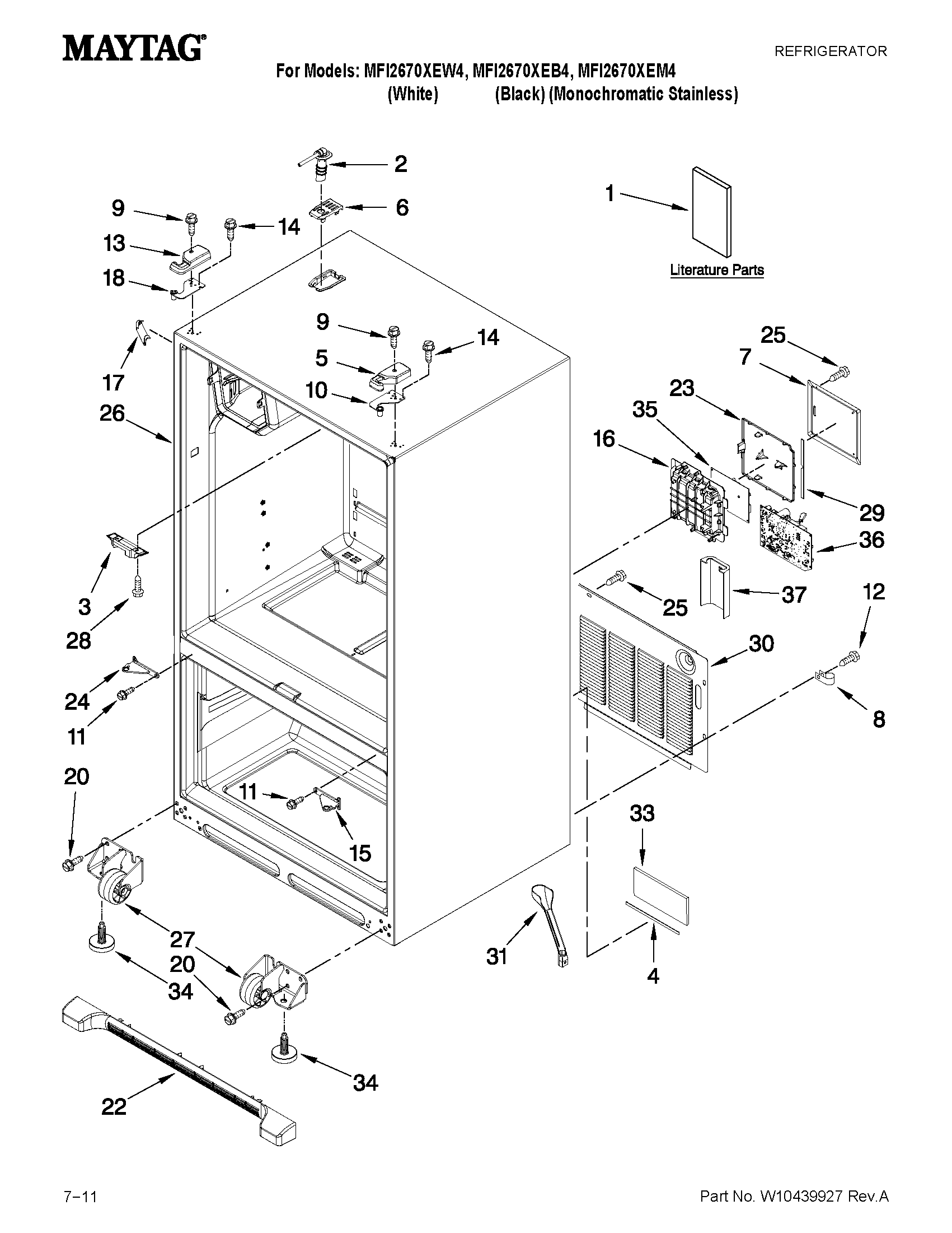 Maytag MFI2670XEM4 cabinet parts diagram