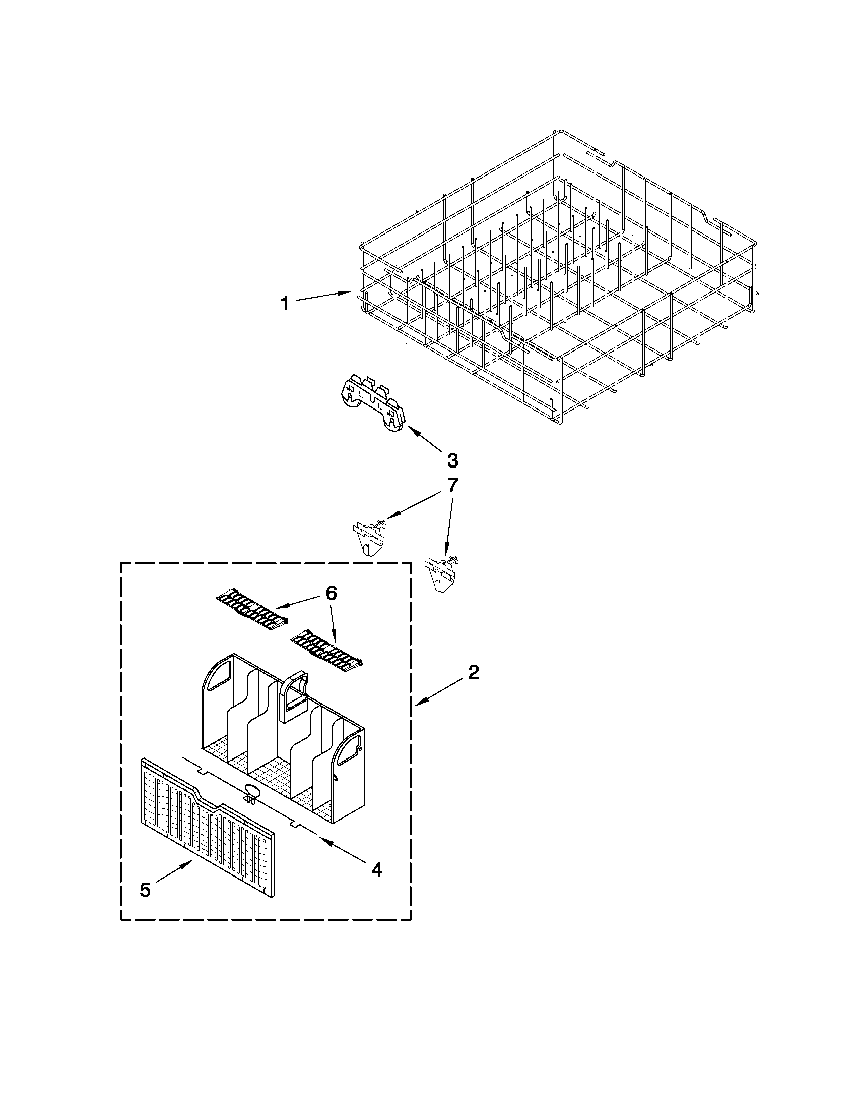 Whirlpool DU1055XTVD3 lower rack parts diagram