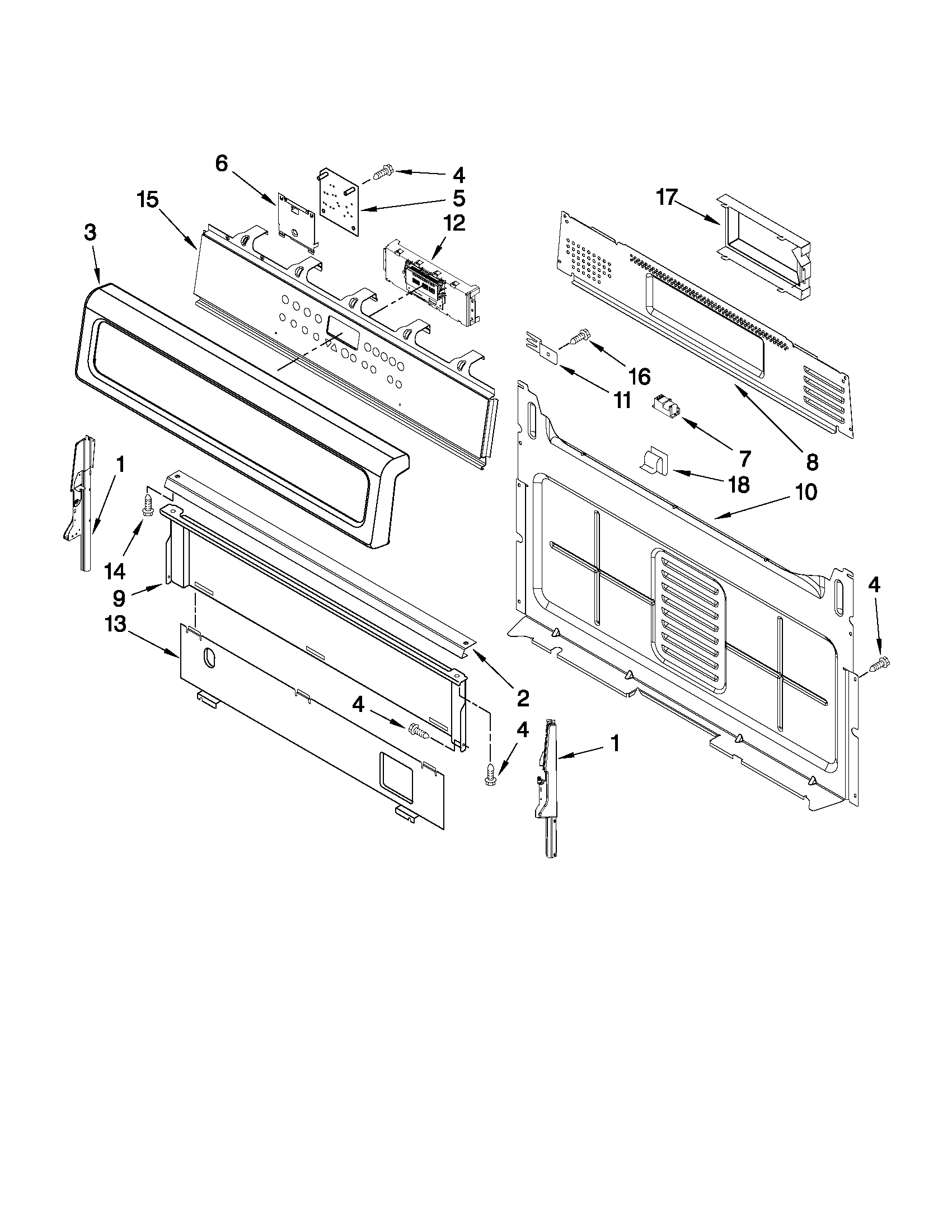 Whirlpool GFG474LVS1 control panel parts diagram