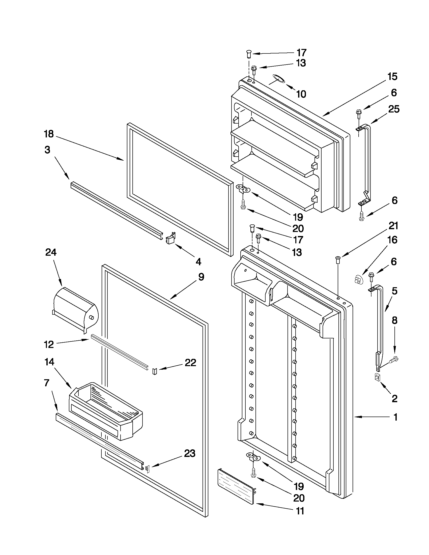 Whirlpool ET8FTEXVQ03 door parts diagram