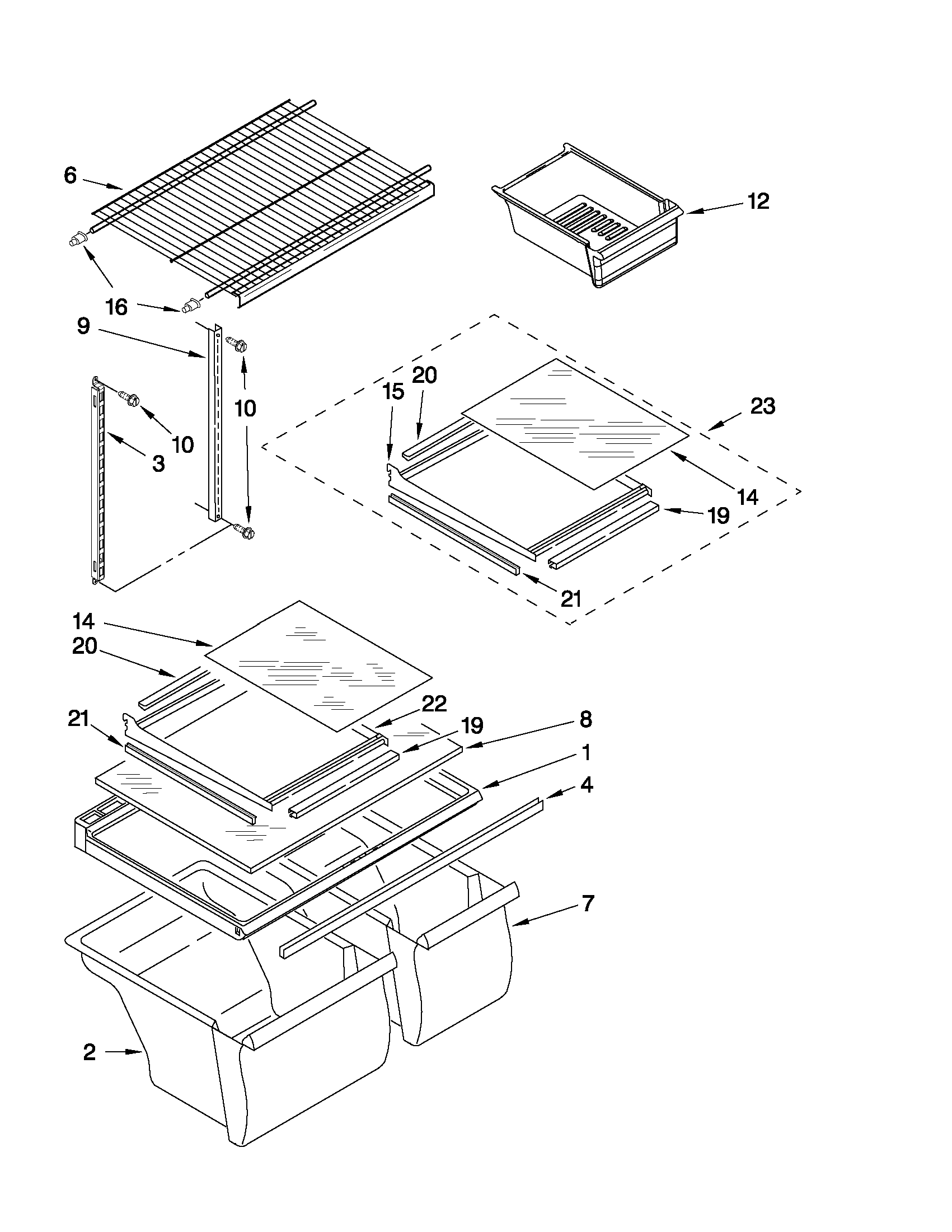 Whirlpool ET8FTEXVQ03 shelf parts diagram