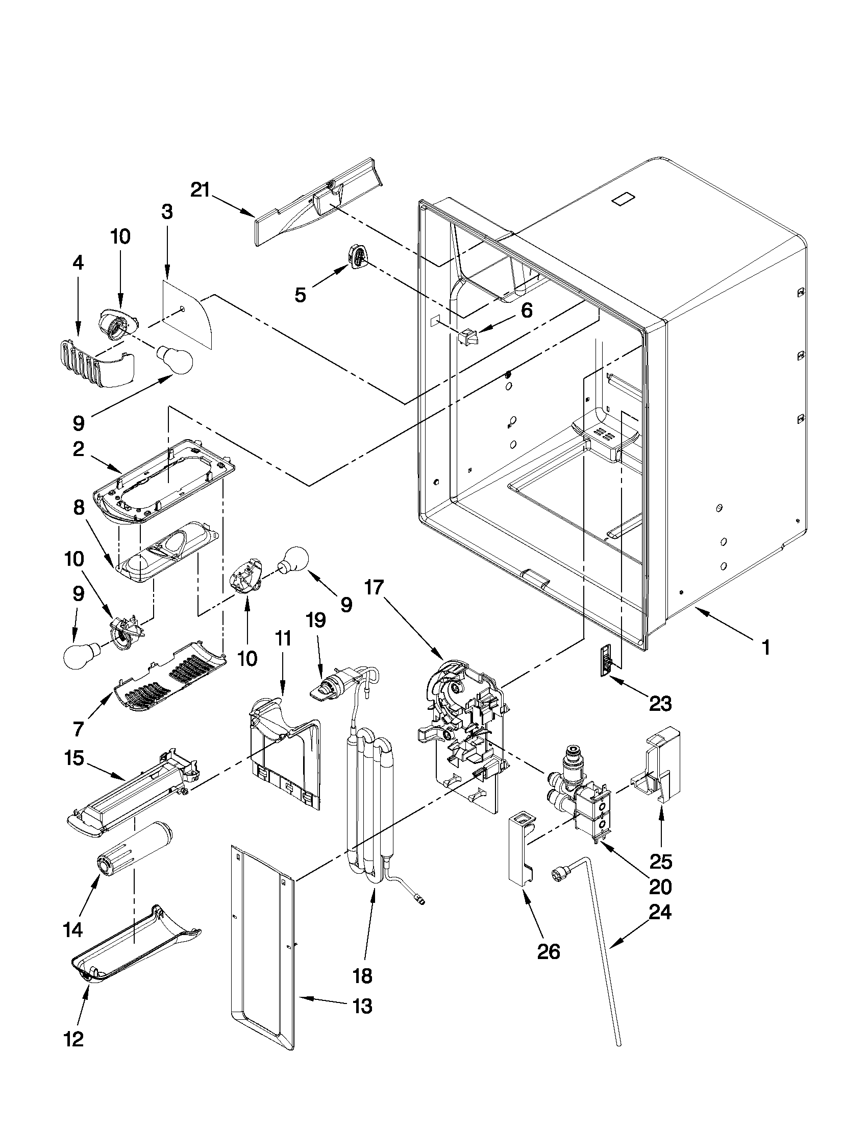 KitchenAid KFIS20XVWH5 refrigerator liner parts diagram