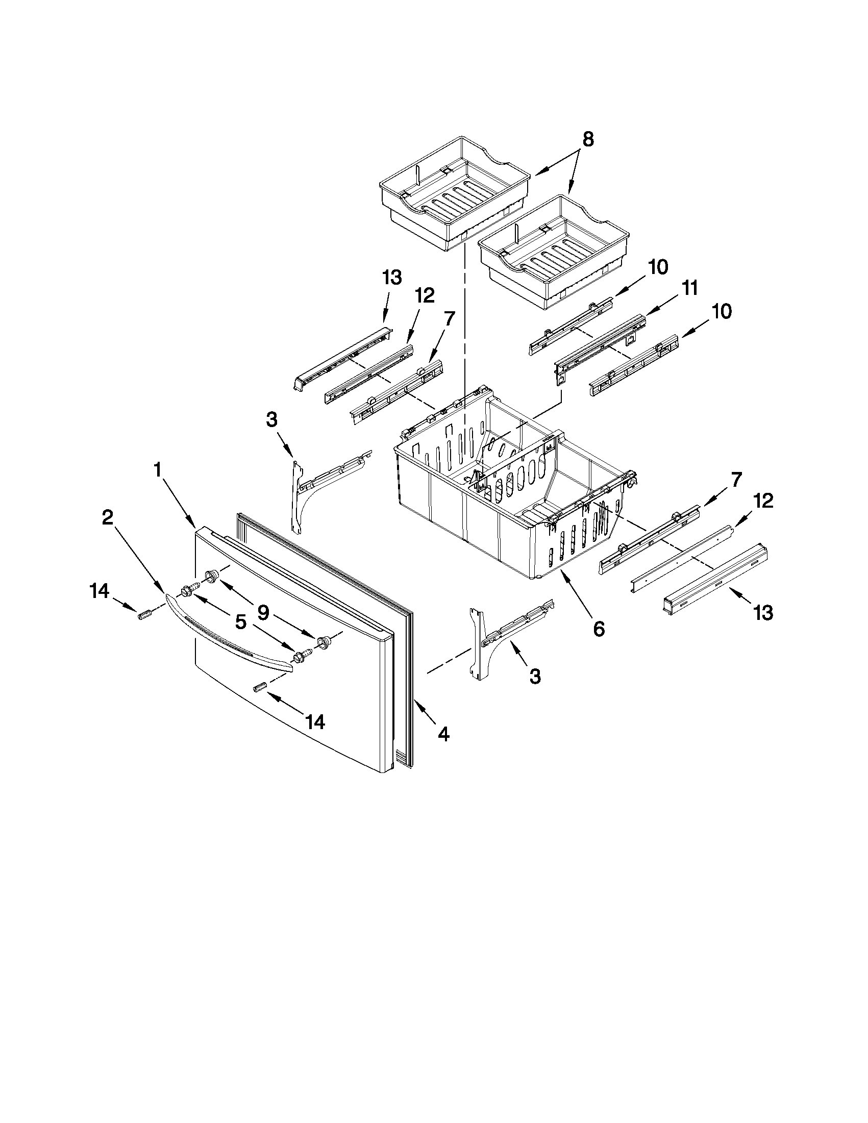 KitchenAid KFIS20XVWH5 freezer door parts diagram