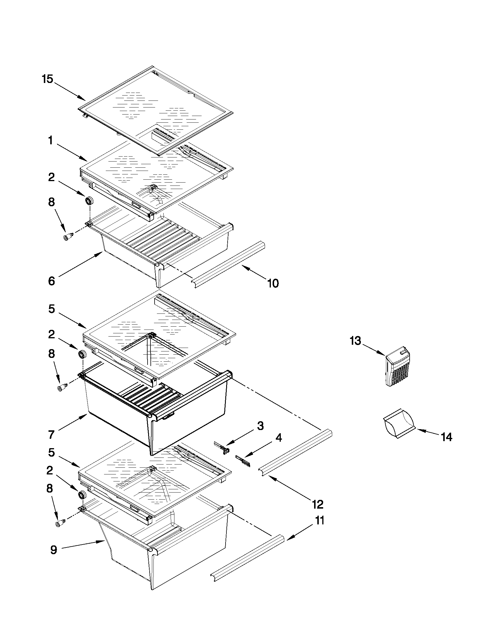 Maytag MSB26C4XYB00 refrigerator shelf parts diagram