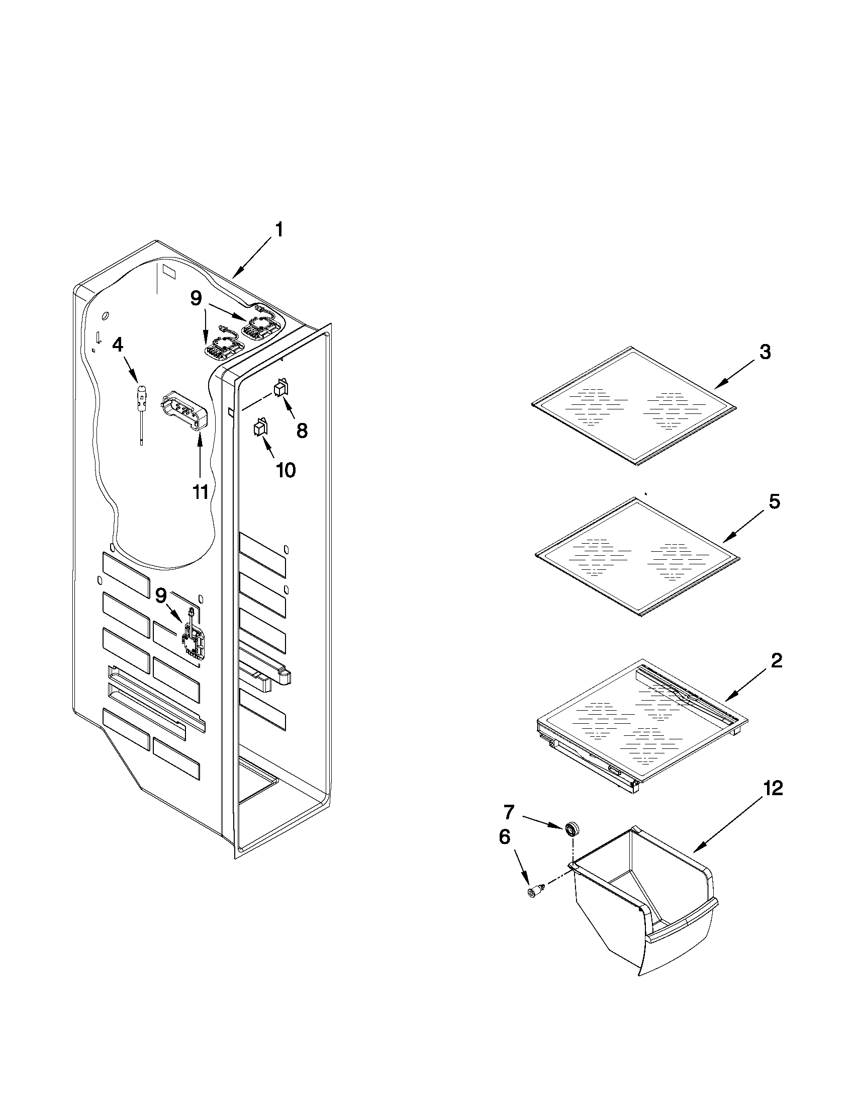 Maytag MSB26C4XYB00 freezer liner parts diagram