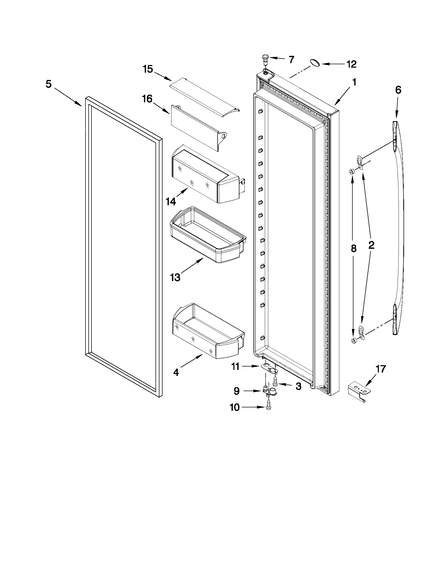 Maytag MSB26C4XYB00 refrigerator door parts diagram