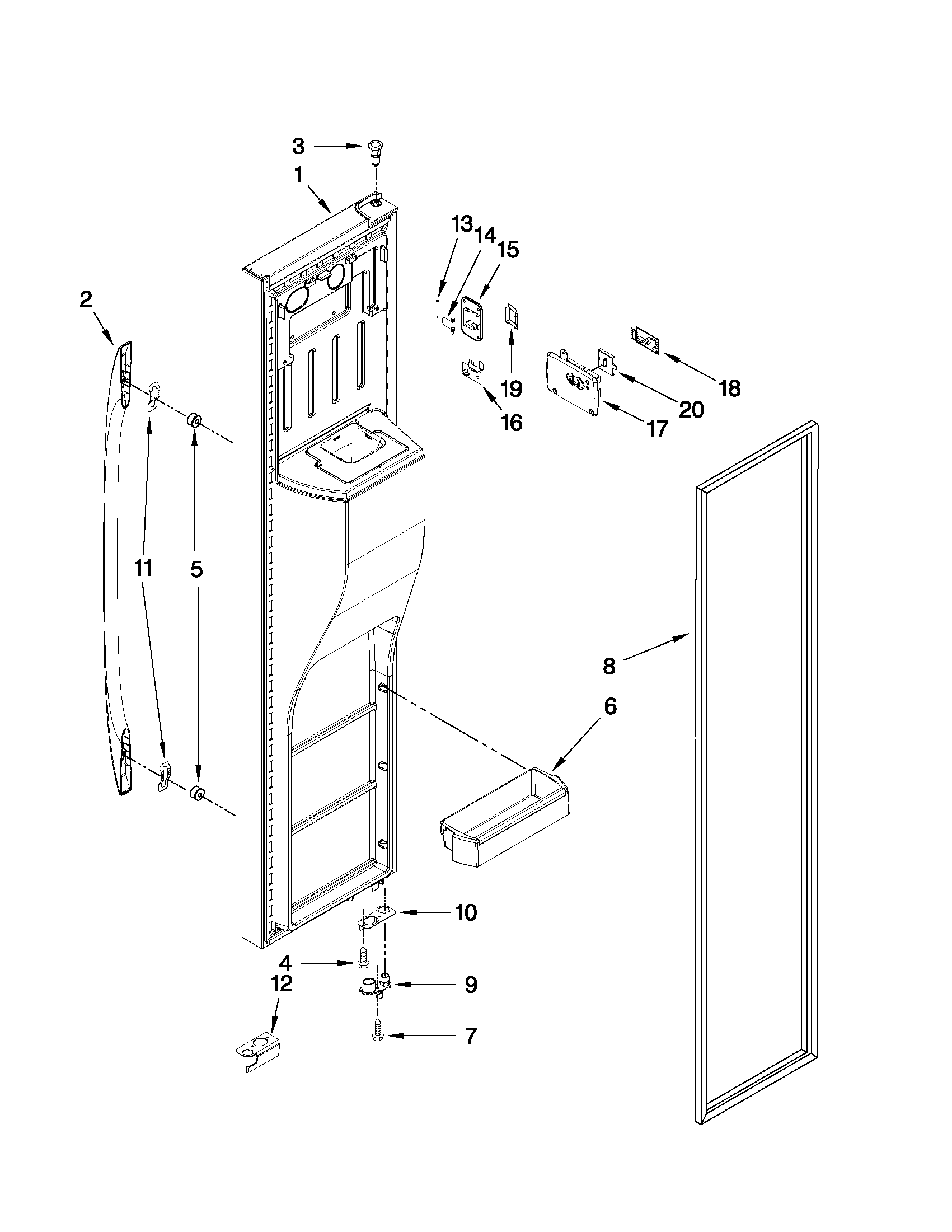 Maytag MSB26C4XYB00 freezer door parts diagram