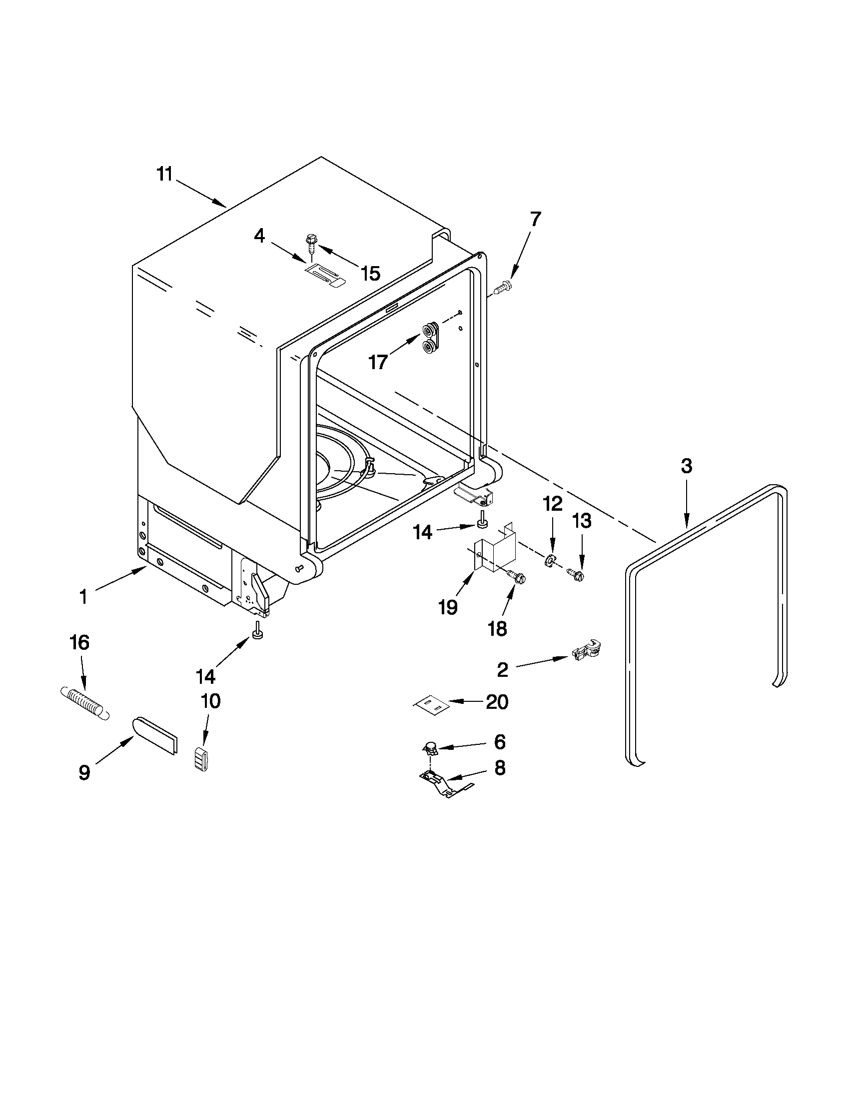 Maytag MDB6769AWQ4 tub and frame parts diagram