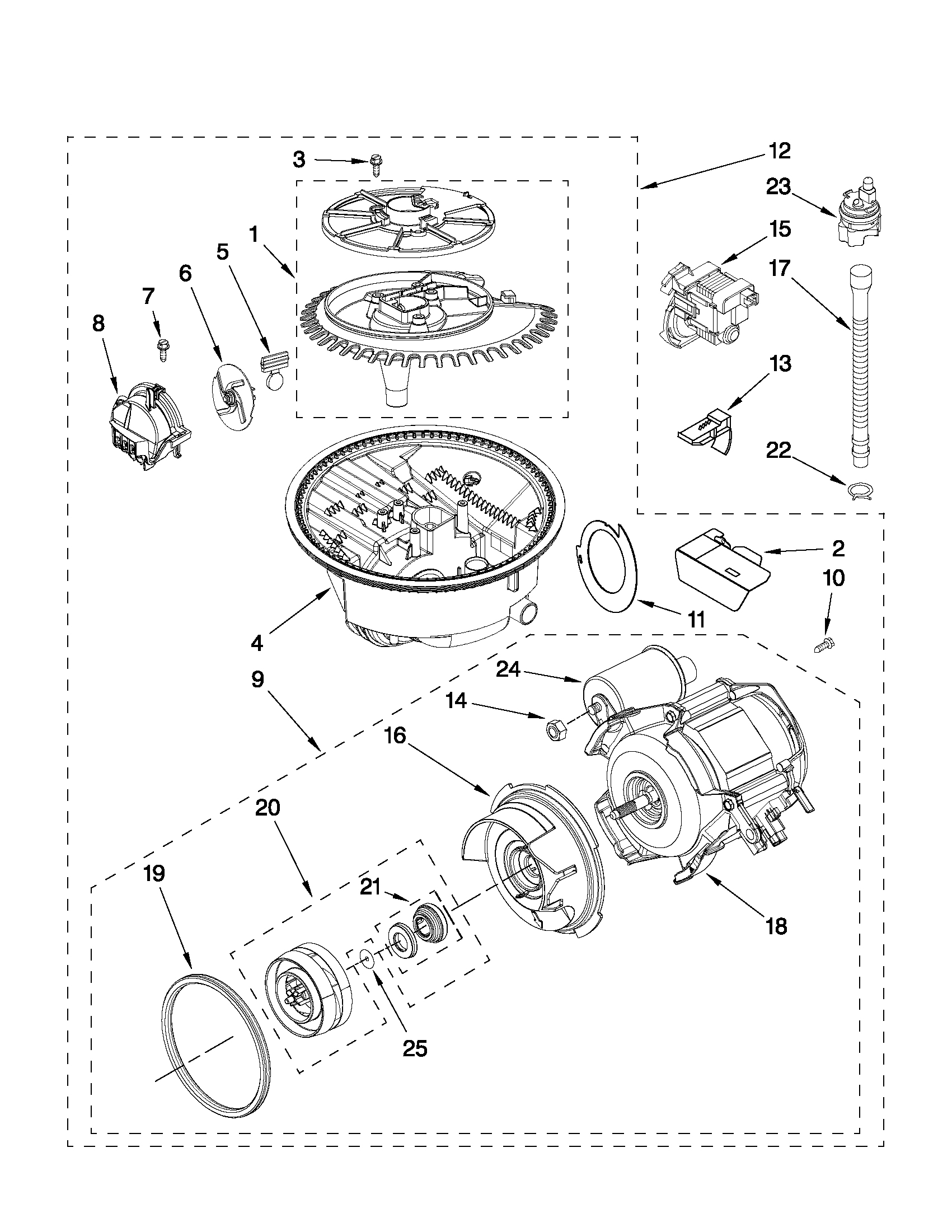 Maytag MDB6769AWQ4 pump and motor parts diagram