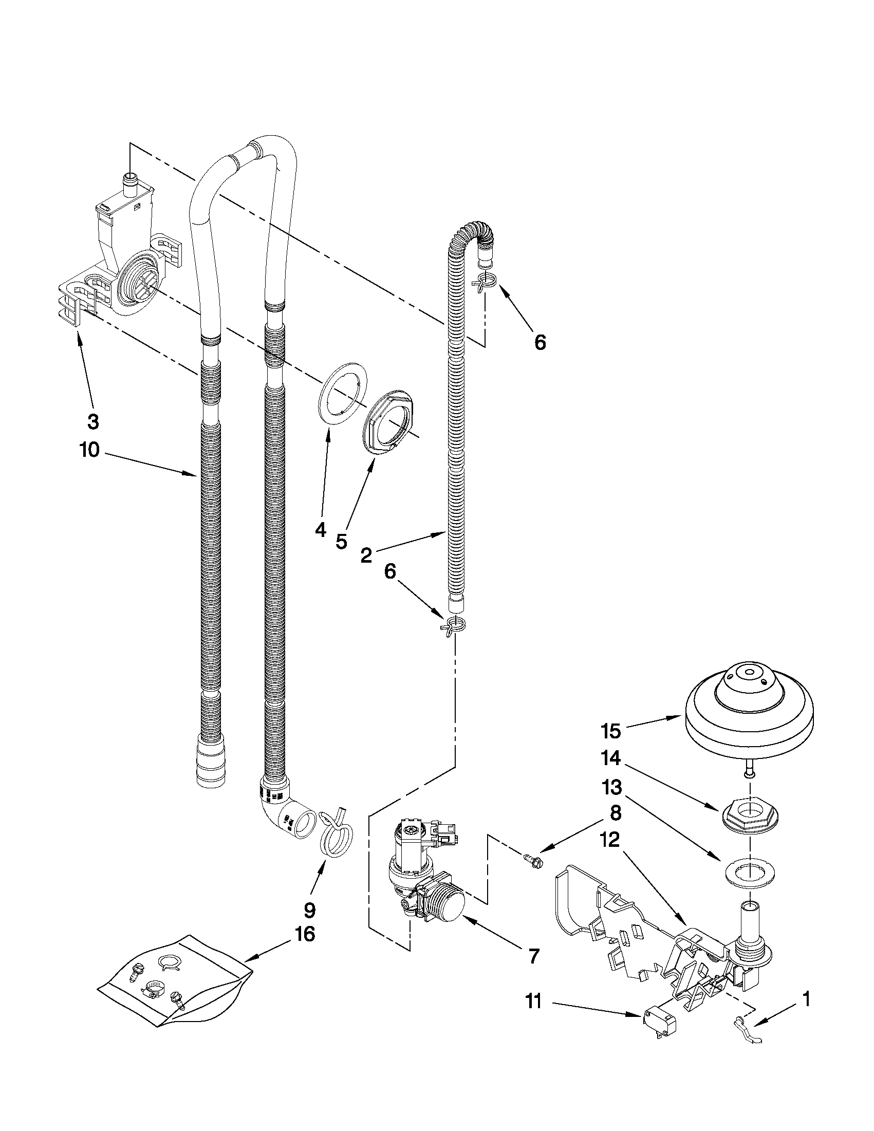 Maytag MDB7759AWS4 fill, drain and overfill parts diagram