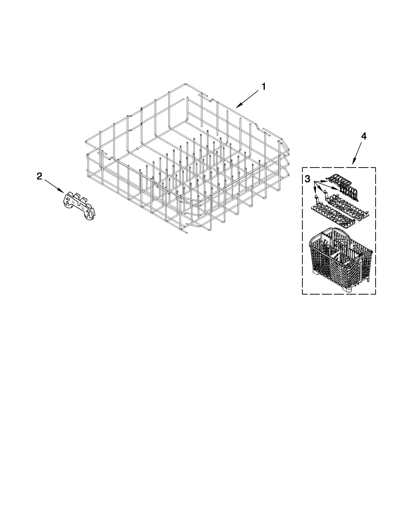 Maytag MDB7759AWS4 lower rack parts diagram