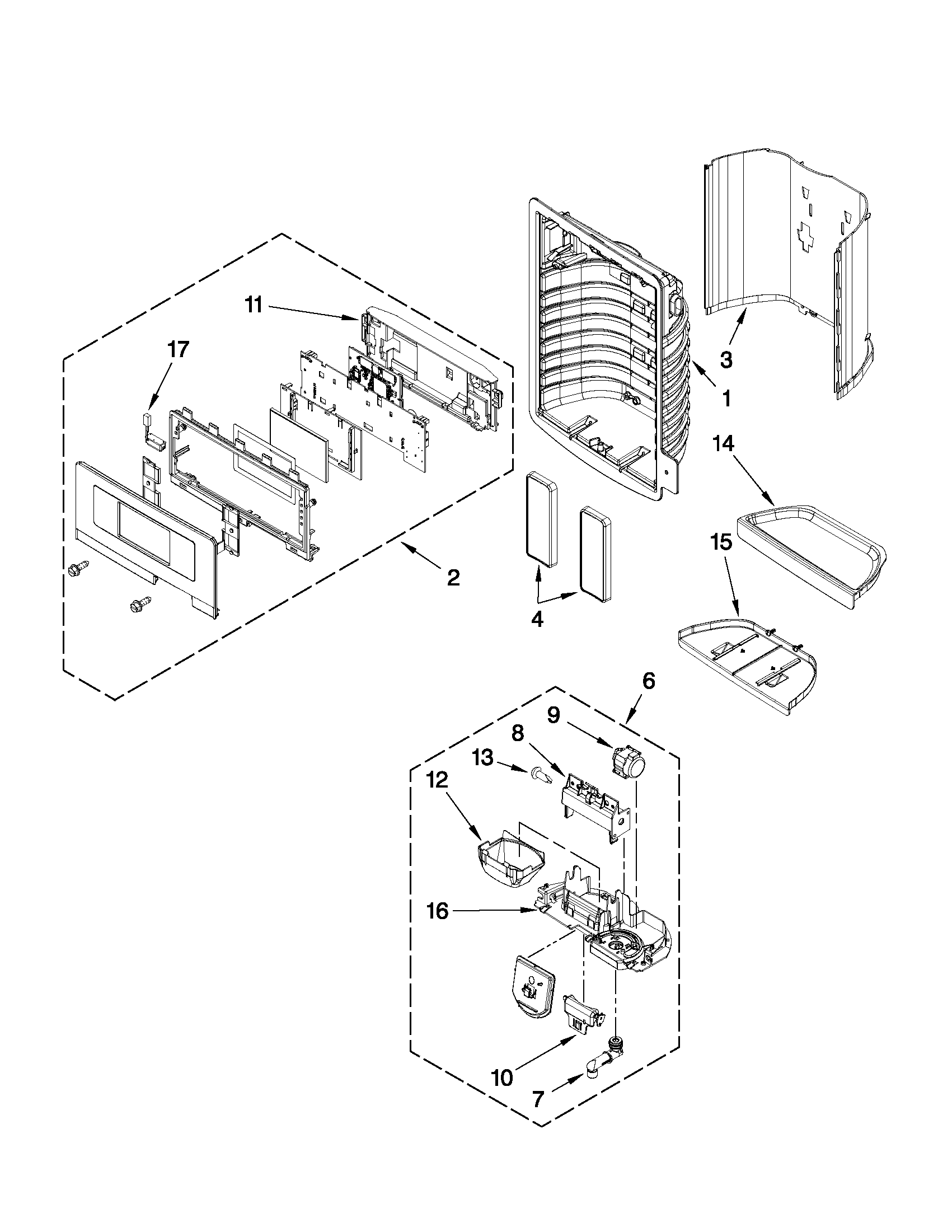 Whirlpool GZ25FSRXYY0 dispenser front parts diagram