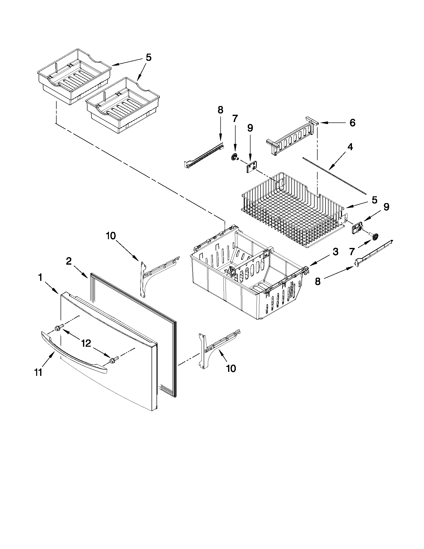 Whirlpool GZ25FSRXYY0 freezer door parts diagram
