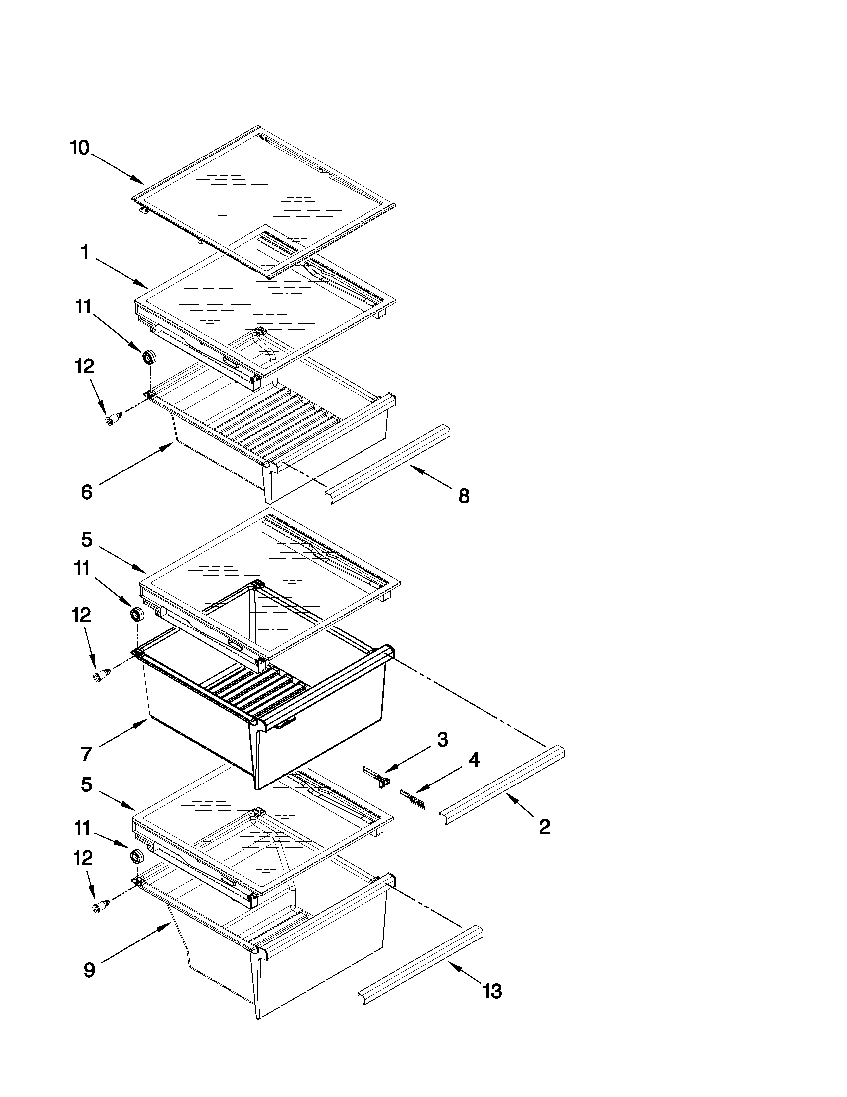 Whirlpool WSF26D4EXS03 refrigerator shelf parts diagram