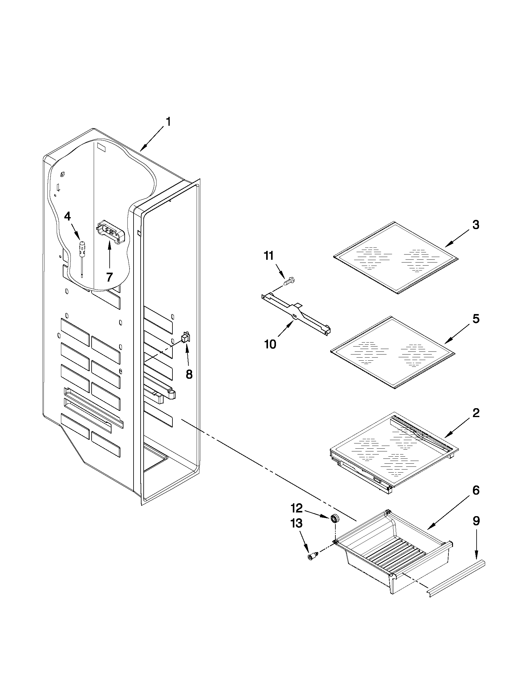 Whirlpool WSF26D4EXS03 freezer liner parts diagram