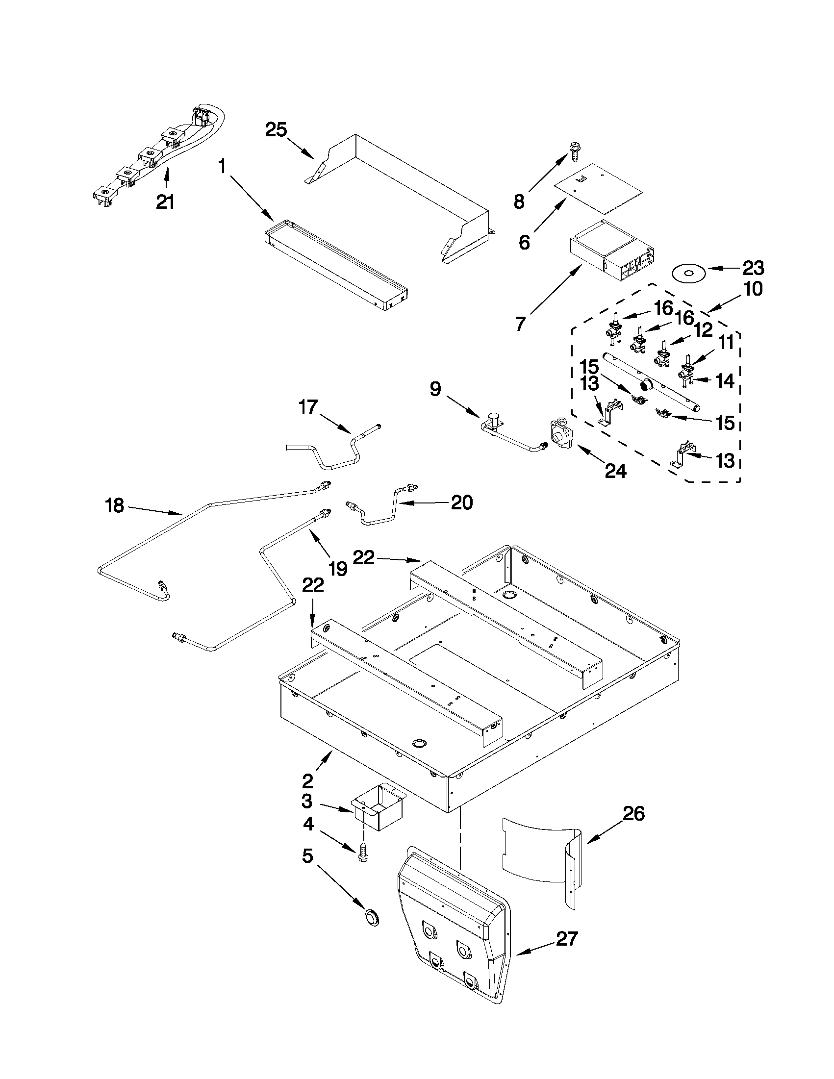 Jenn-Air JGD3430WB00 burner box assembly diagram