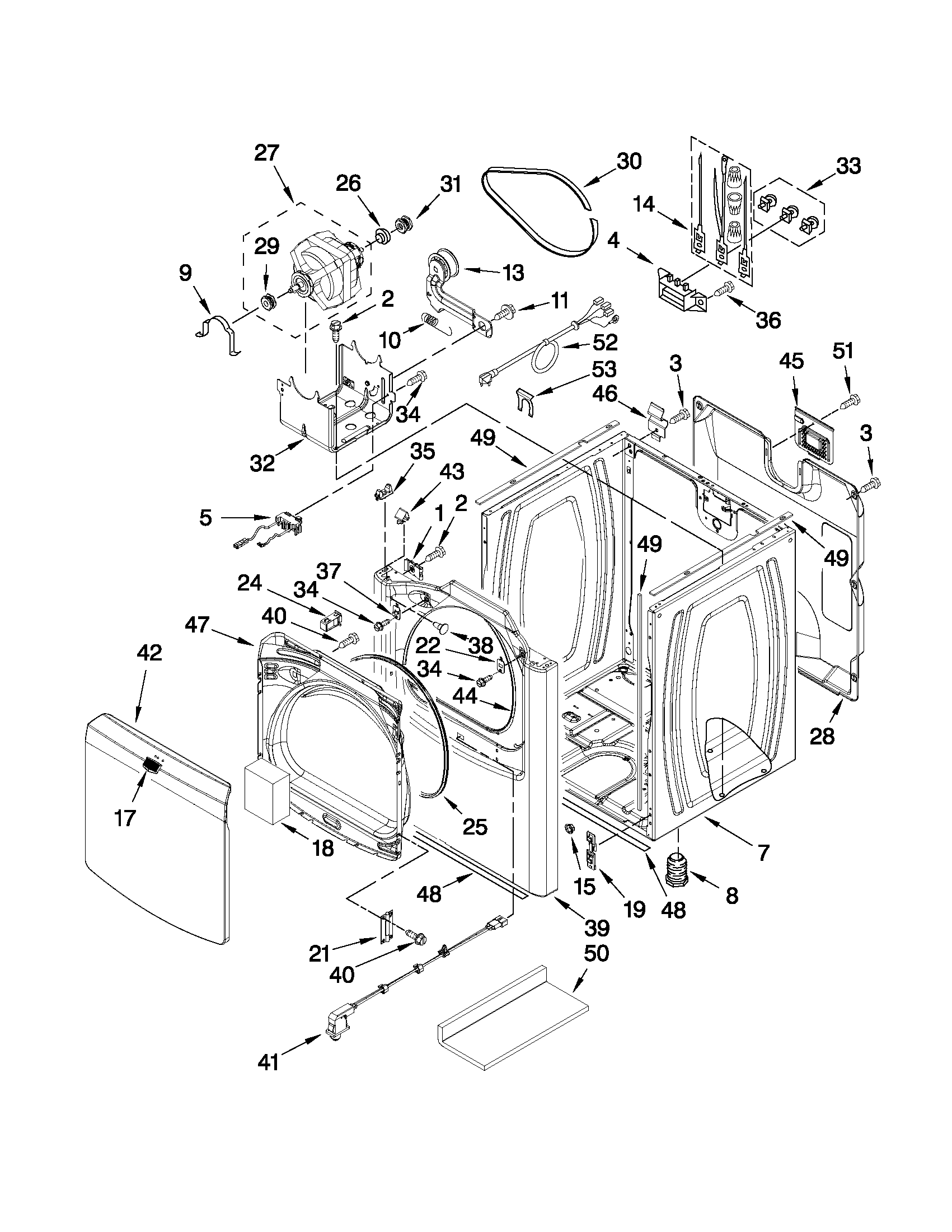 Maytag YMEDB750YW0 cabinet parts diagram