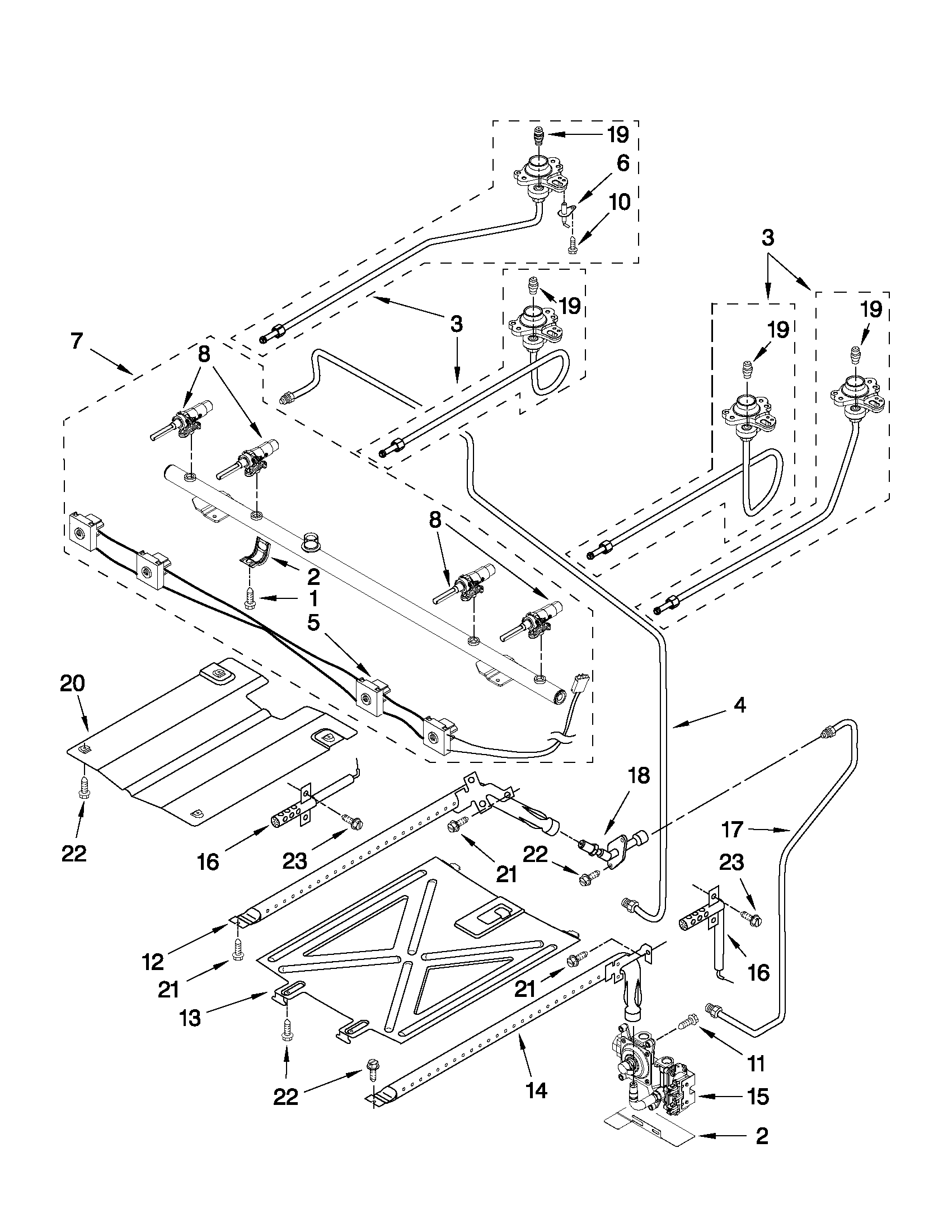 Maytag MGR7665WW3 manifold parts diagram