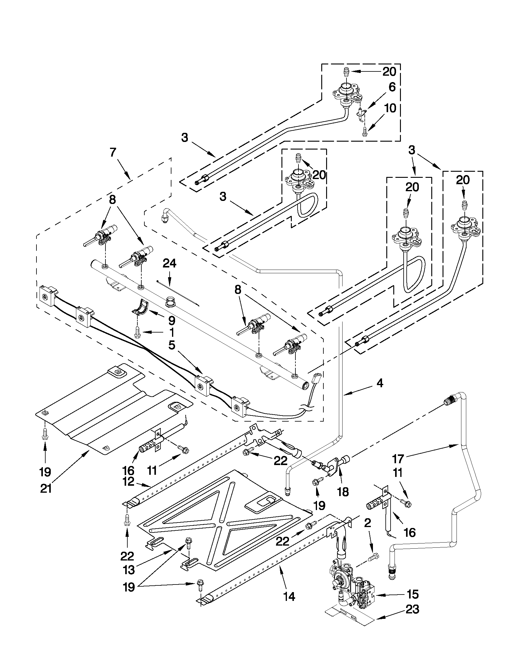 Maytag MGR7662WW3 manifold parts diagram
