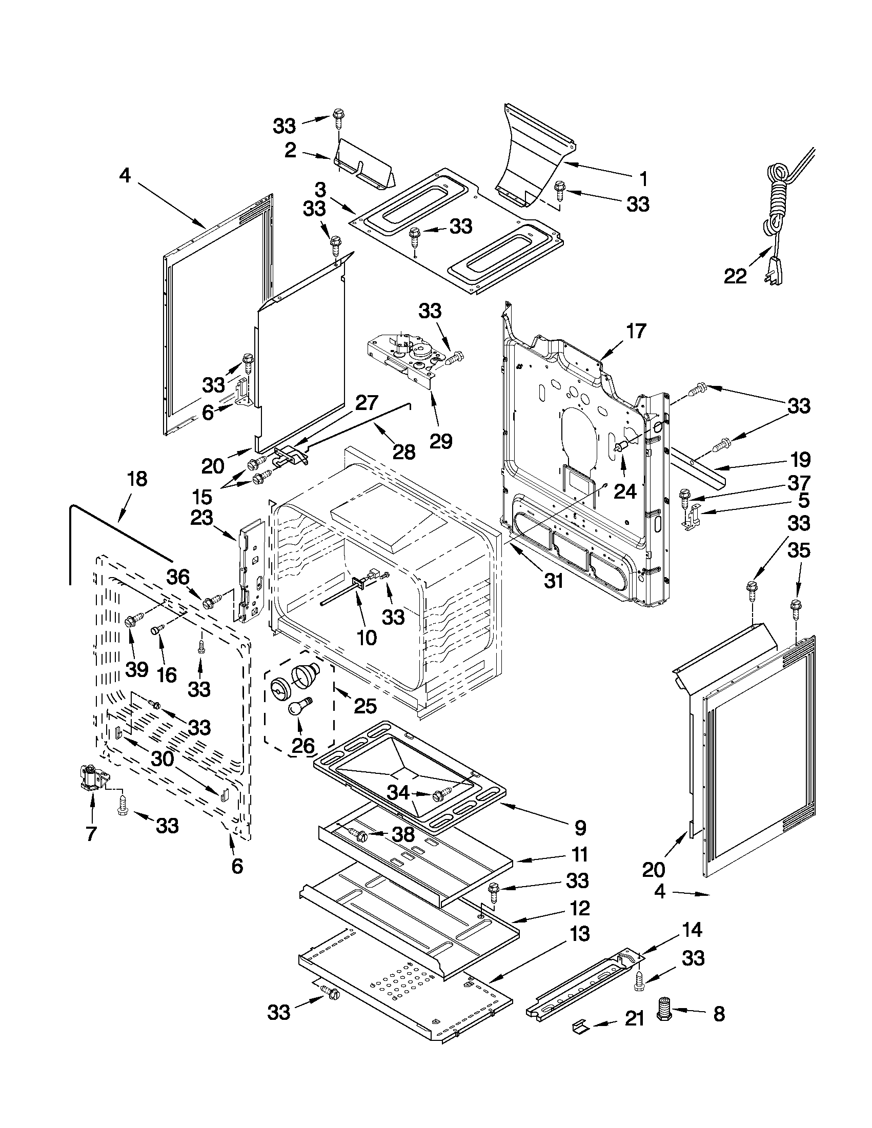 Maytag MGR7662WW3 chassis parts diagram