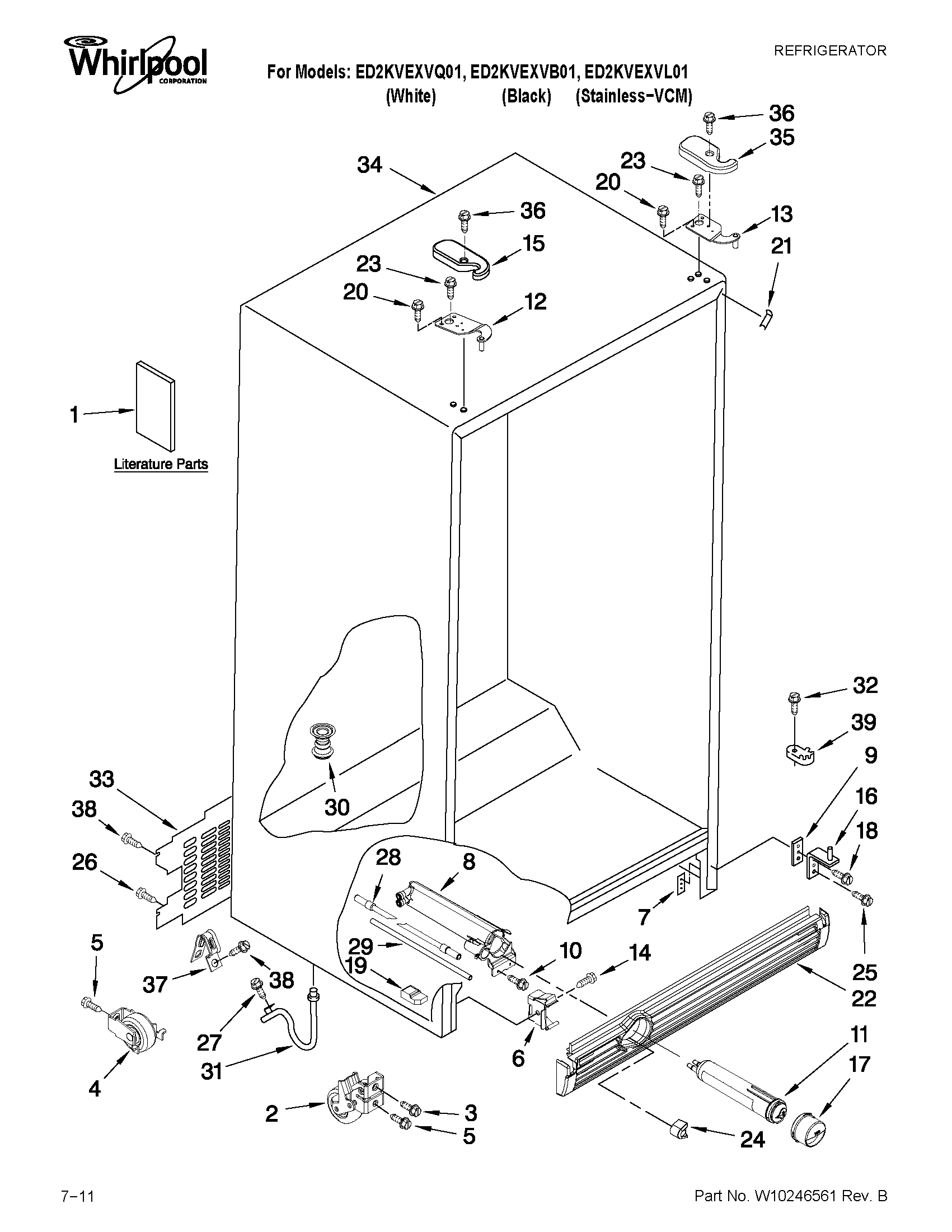 Whirlpool ED2KVEXVQ01 cabinet parts diagram