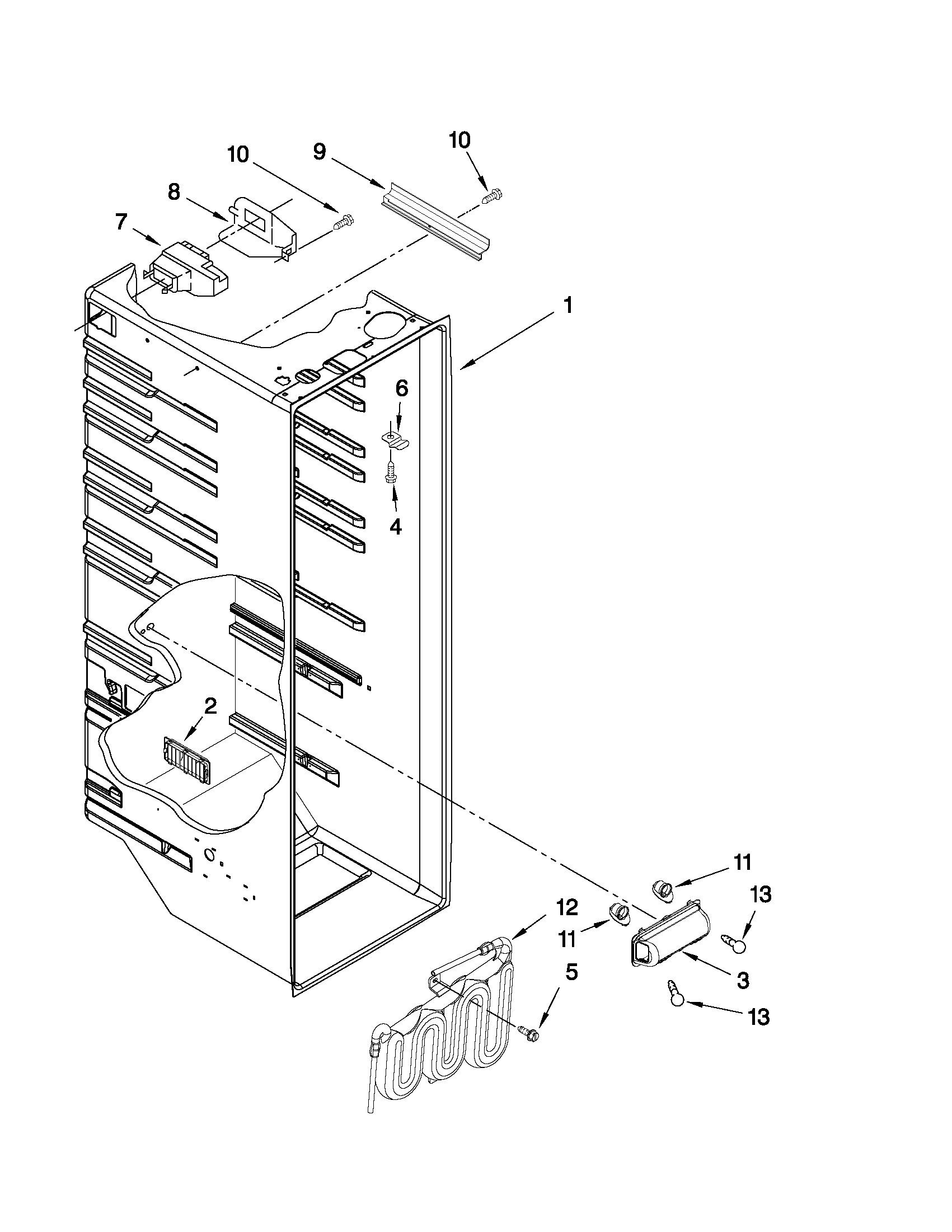 Whirlpool ED2KVEXVQ01 refrigerator liner parts diagram