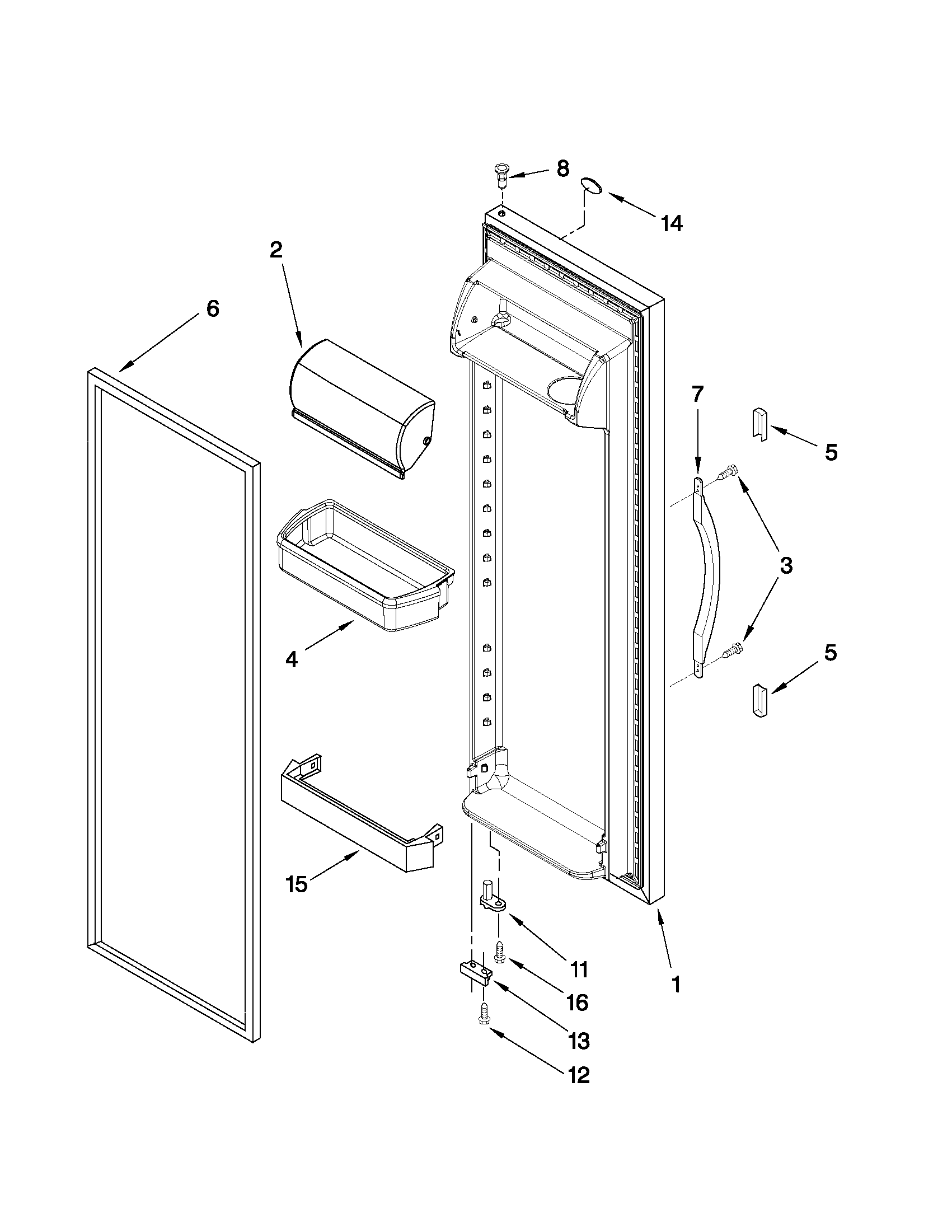 Whirlpool ED2KVEXVQ01 refrigerator door parts diagram