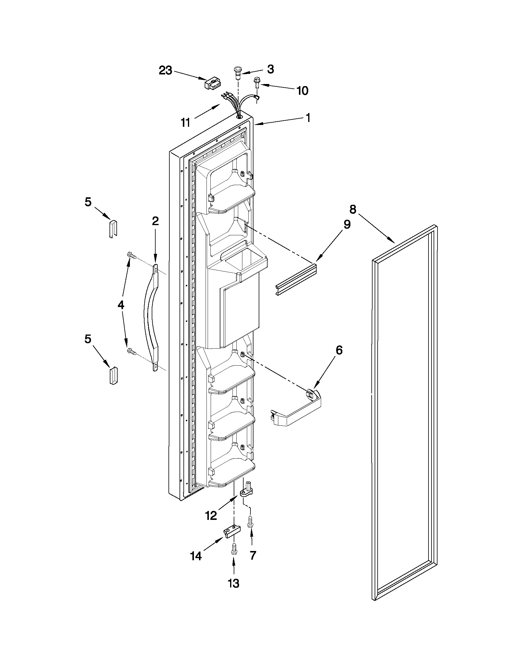 Whirlpool ED2KVEXVQ01 freezer door parts diagram