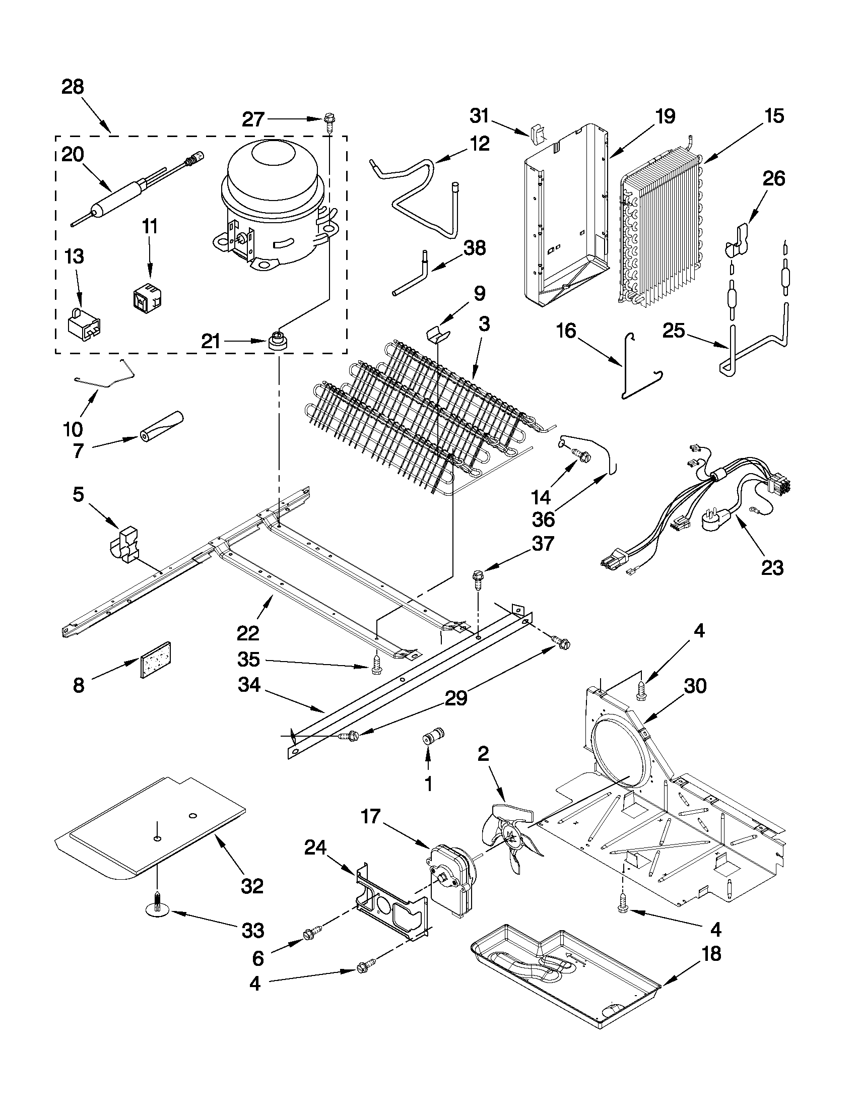 Whirlpool ED2KVEXVQ01 unit parts diagram
