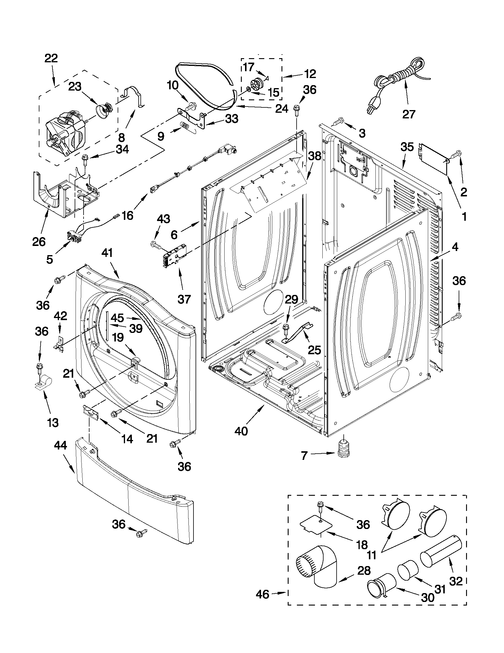 Inglis IGD7300WW1 cabinet parts diagram