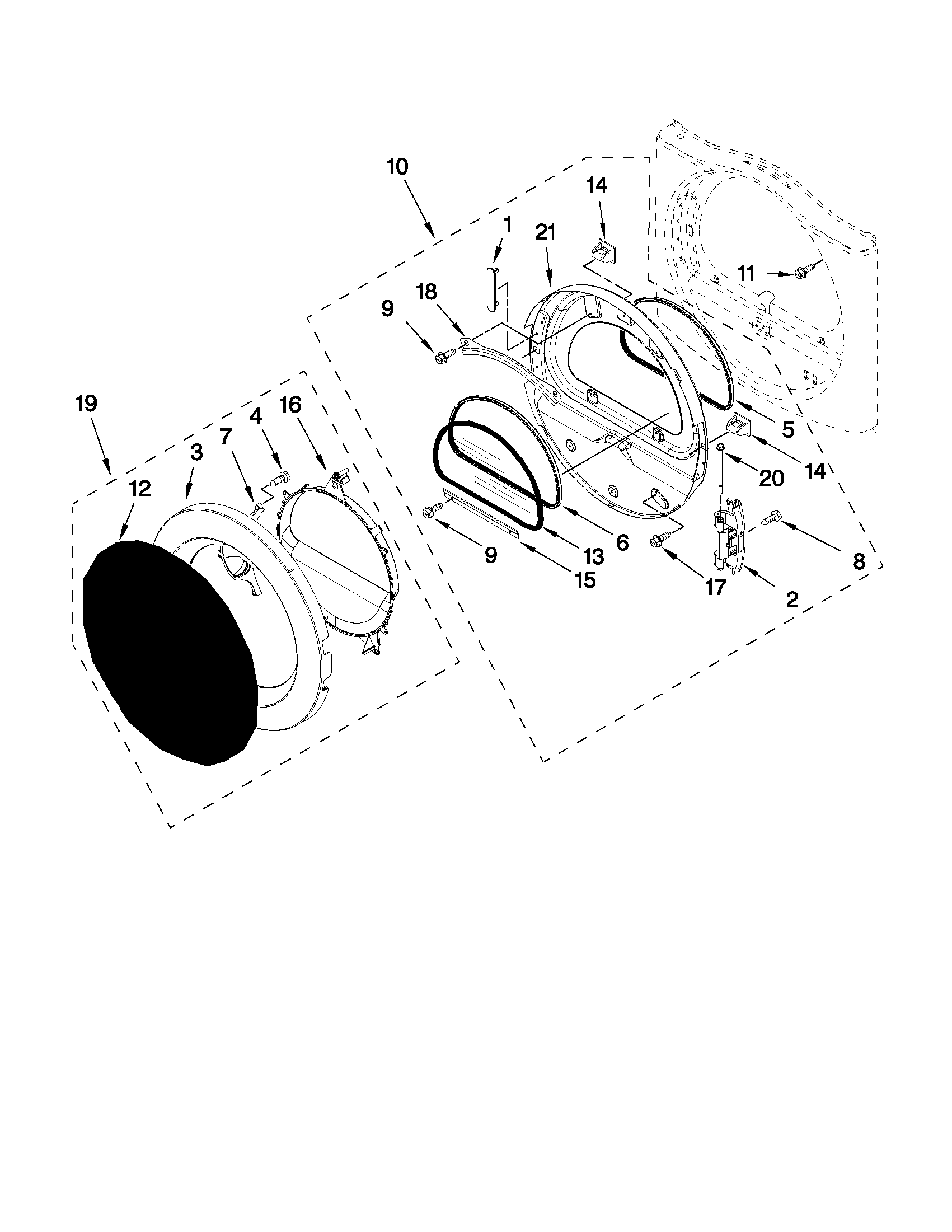 Inglis IGD7300WW1 door parts diagram