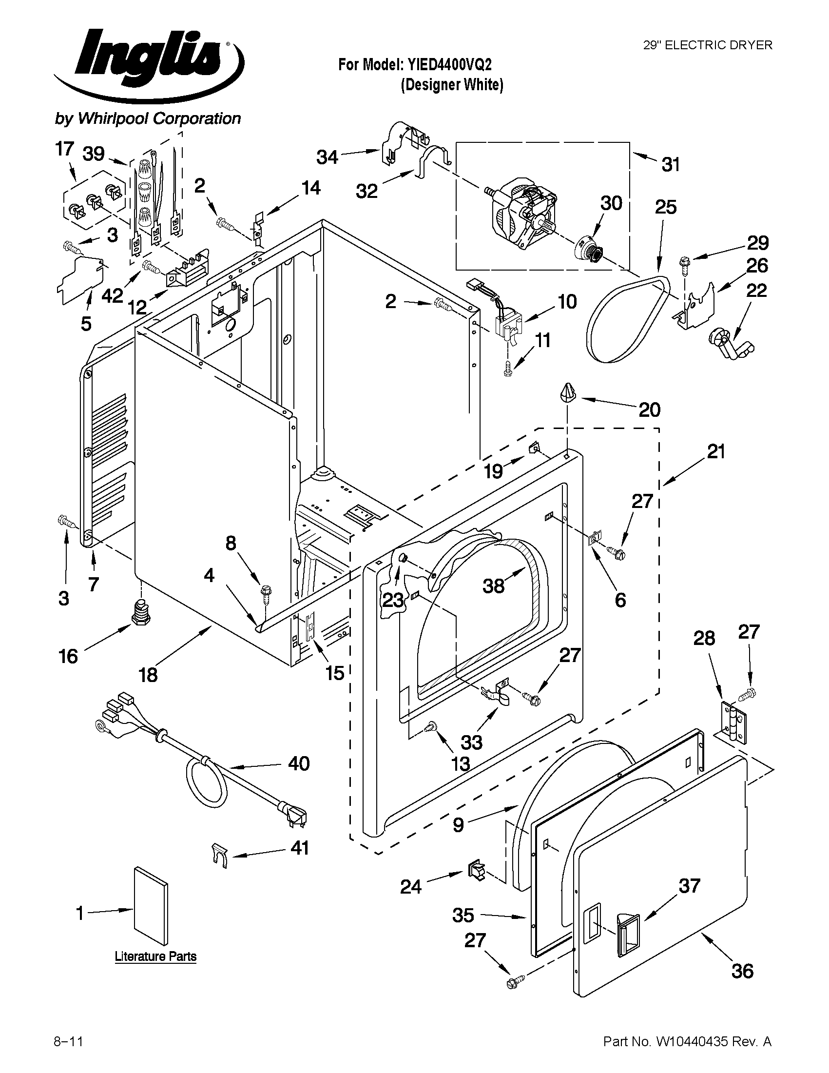Inglis YIED4400VQ2 cabinet parts diagram