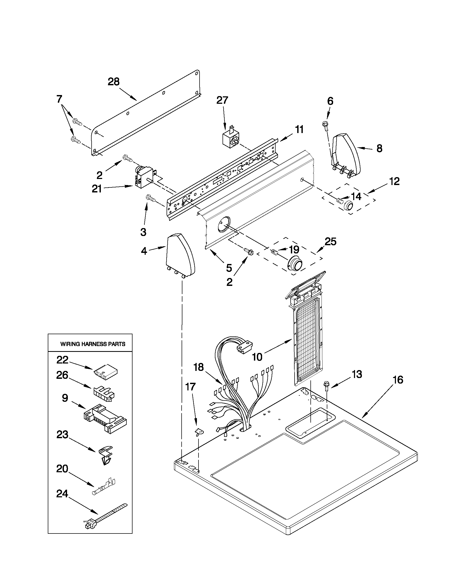 Inglis YIED4400VQ2 top and console parts diagram