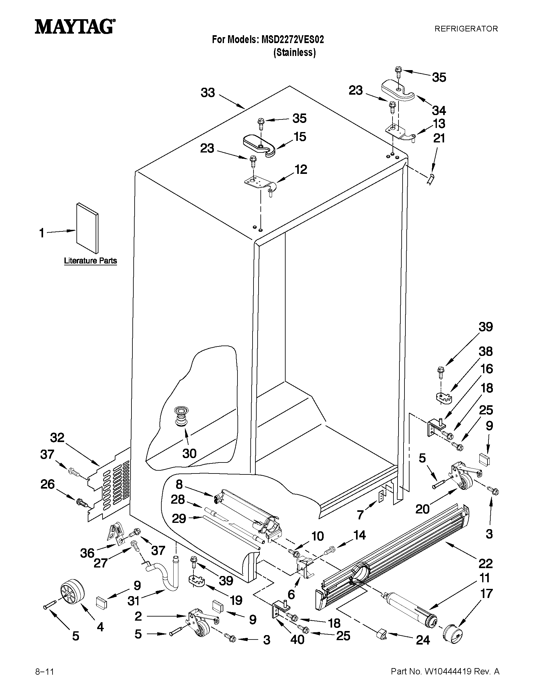 Maytag MSD2272VES02 cabinet parts diagram